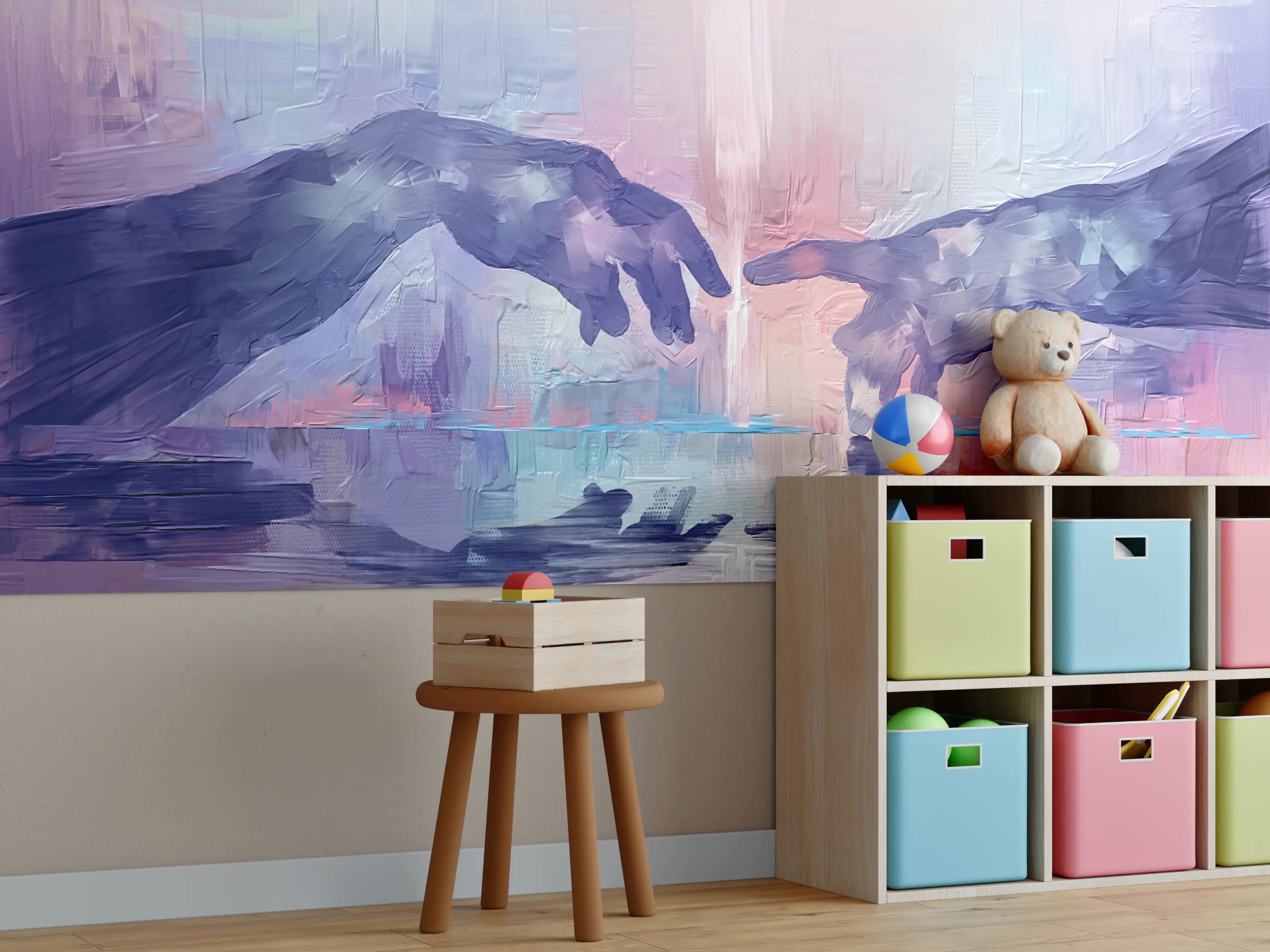 Kinderzimmer Wandgestaltung - Acryl Malerei - Zwei Hände