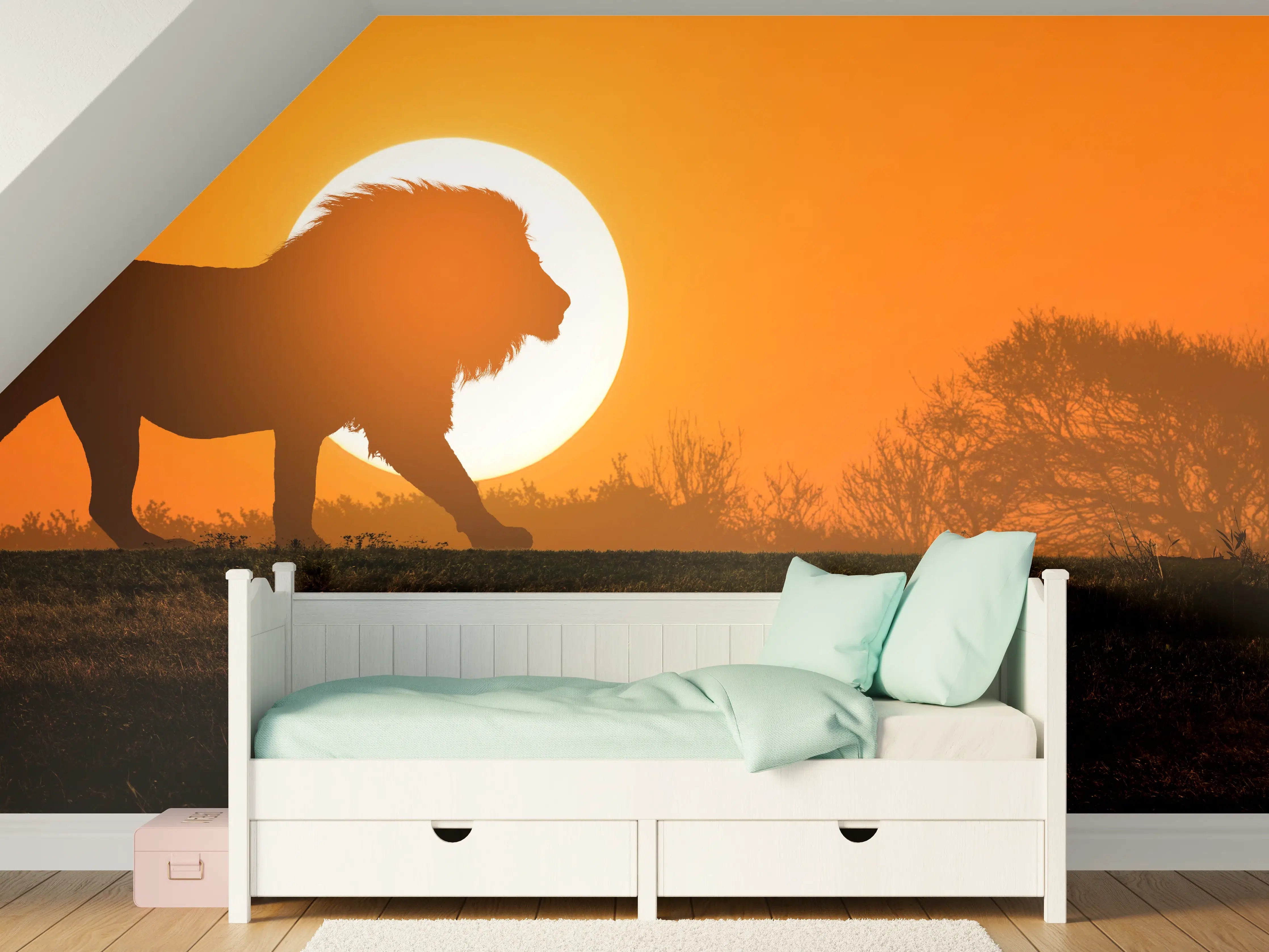 Kinderzimmer Wandgestaltung - Afrikanische Landschaft bei Sonnenuntergang