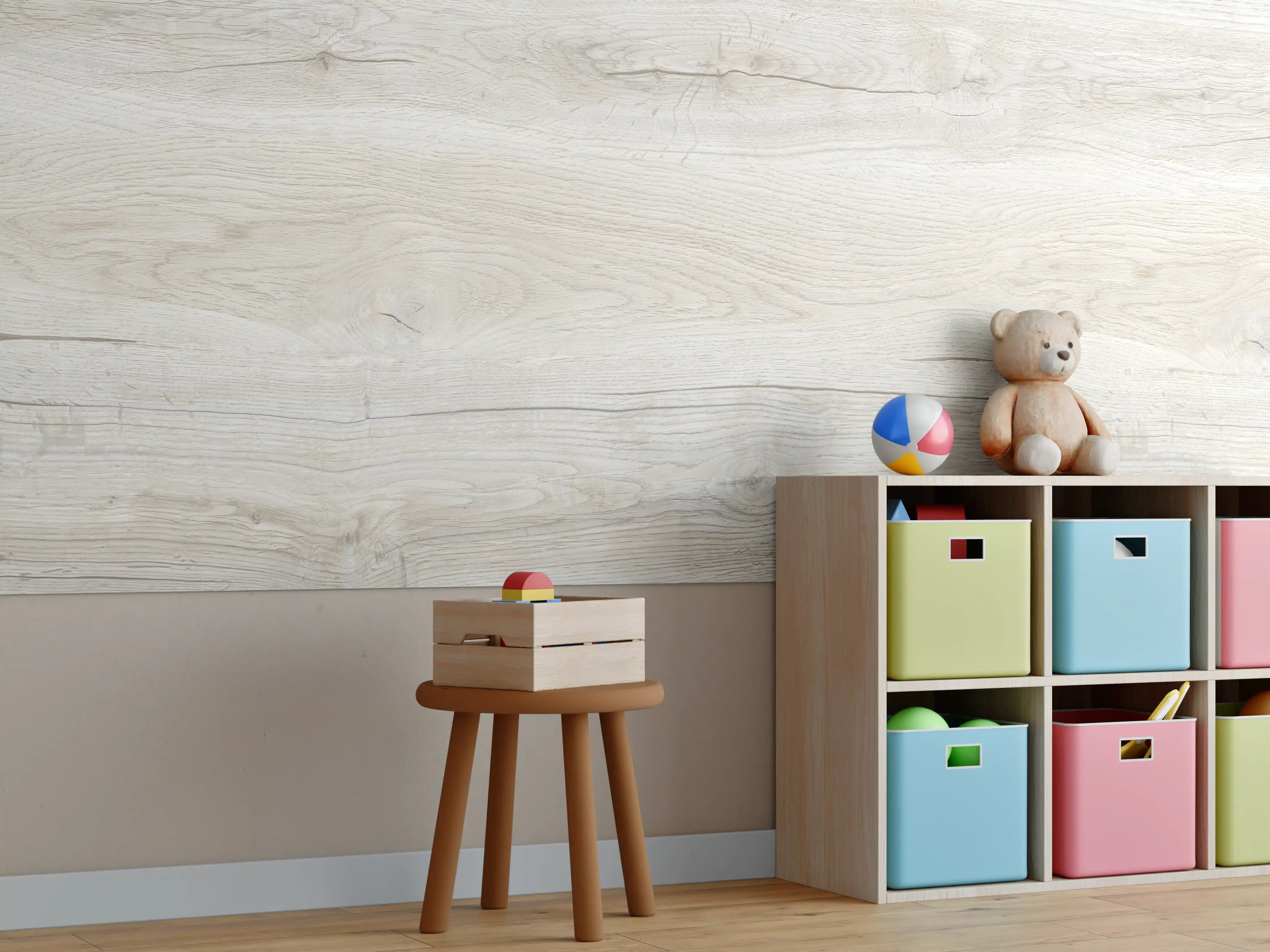 Kinderzimmer Wandgestaltung - Ahornholzplatte