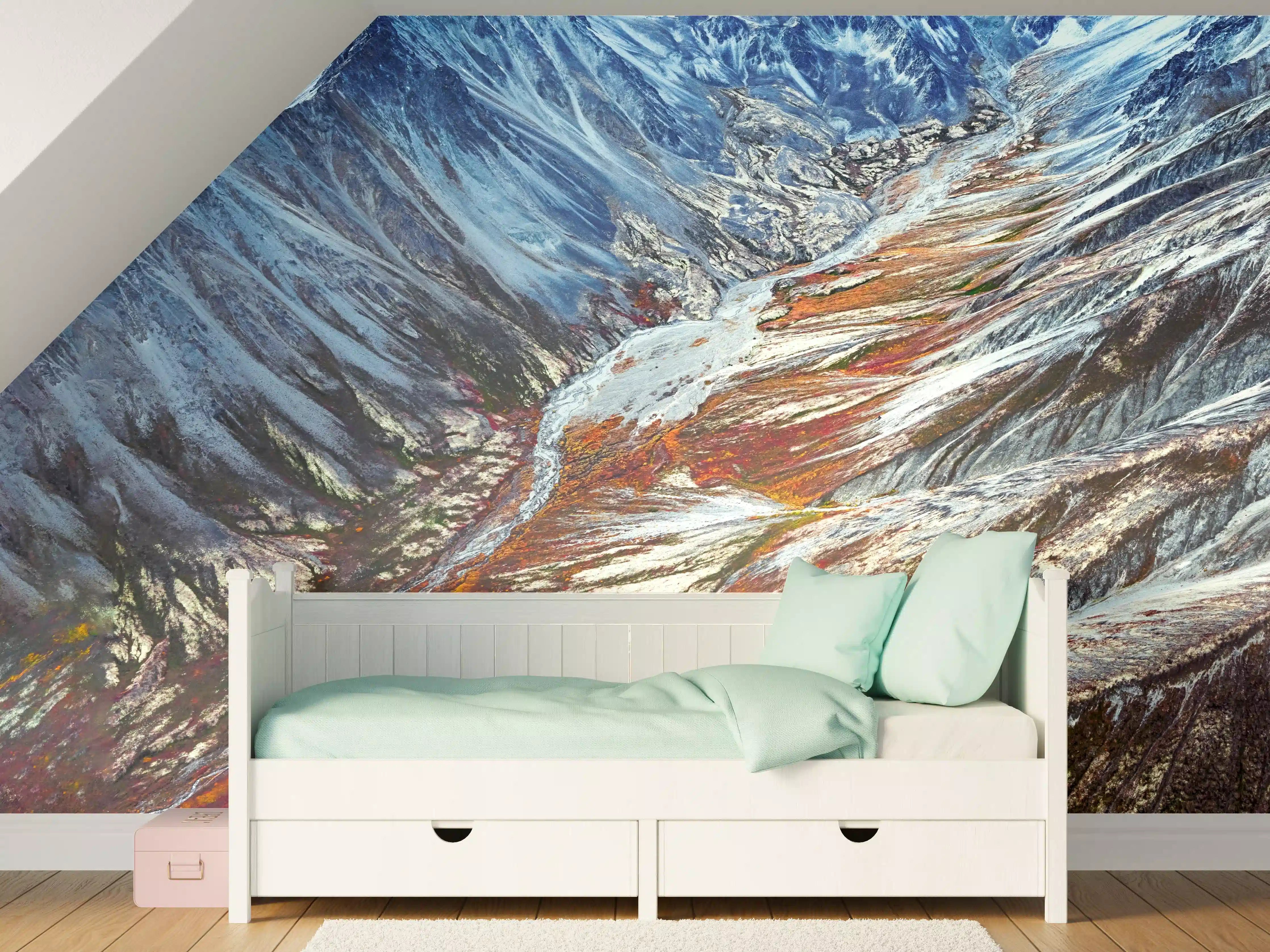 Kinderzimmer Wandgestaltung - Alaskas Winter Berge Abstrakt