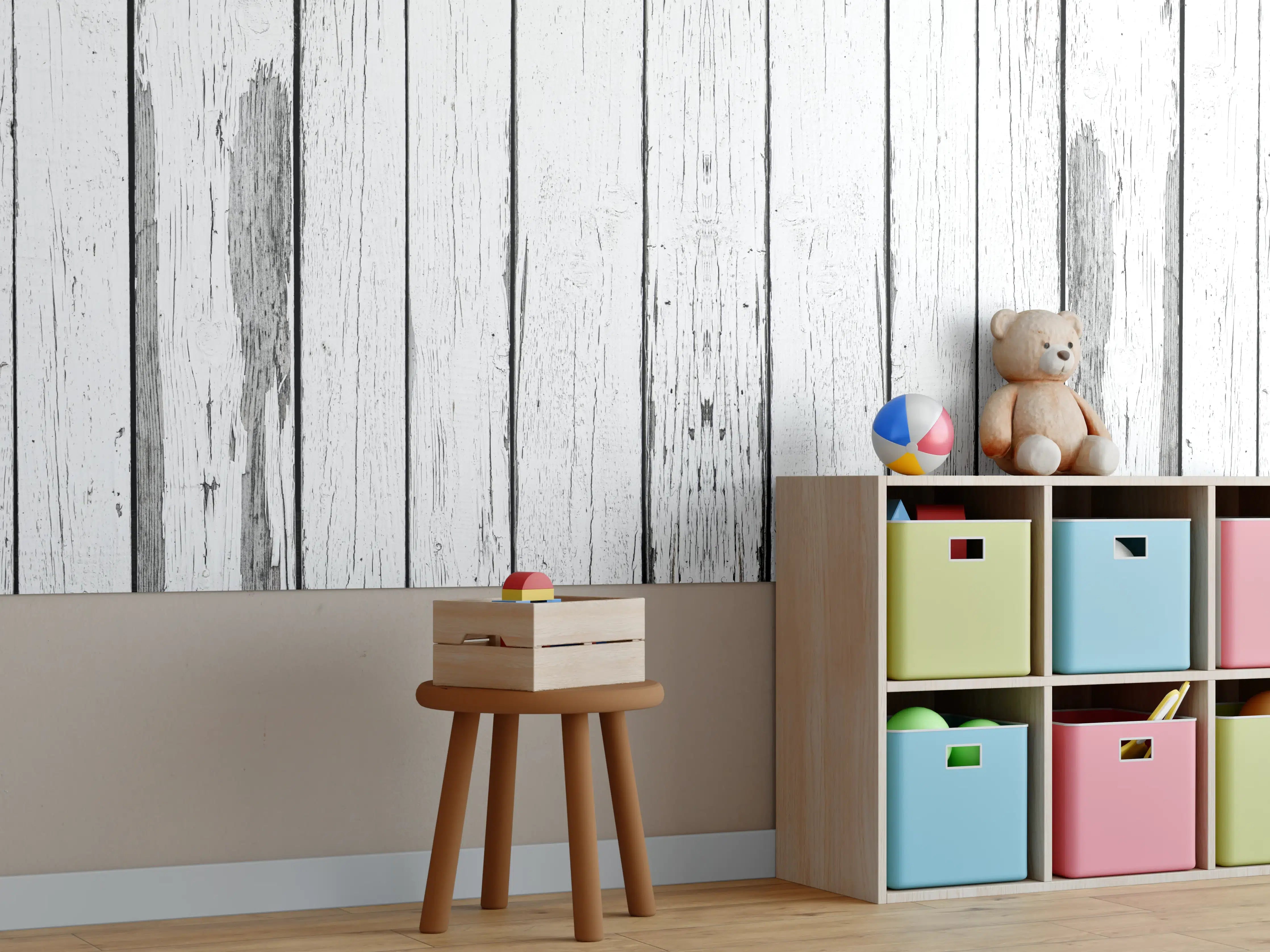Kinderzimmer Wandgestaltung - Alt weiß lackierter Holzzaun