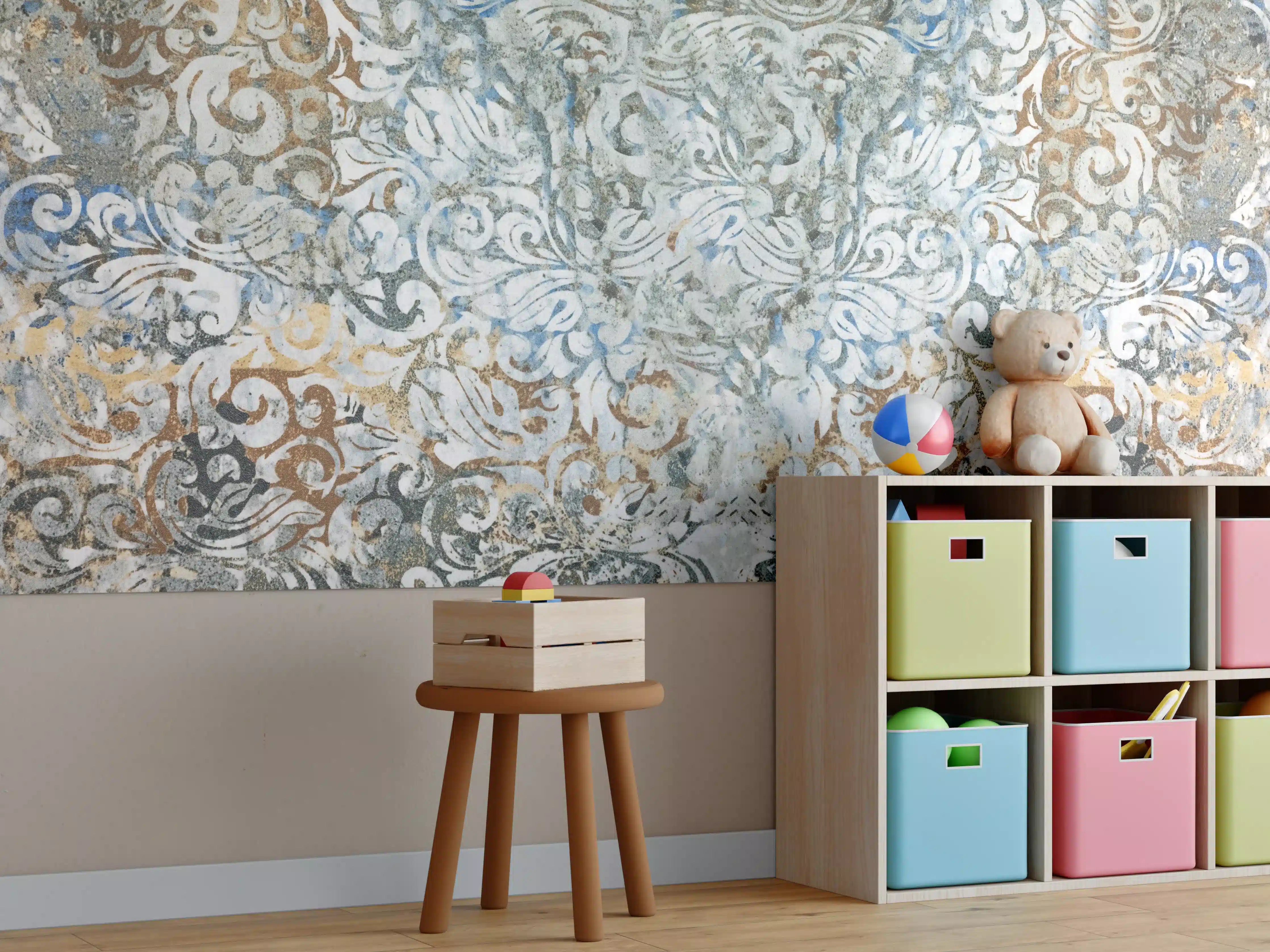 Kinderzimmer Wandgestaltung - Alte Abstrakte Vintage Shabby Retro Stein Mosaik