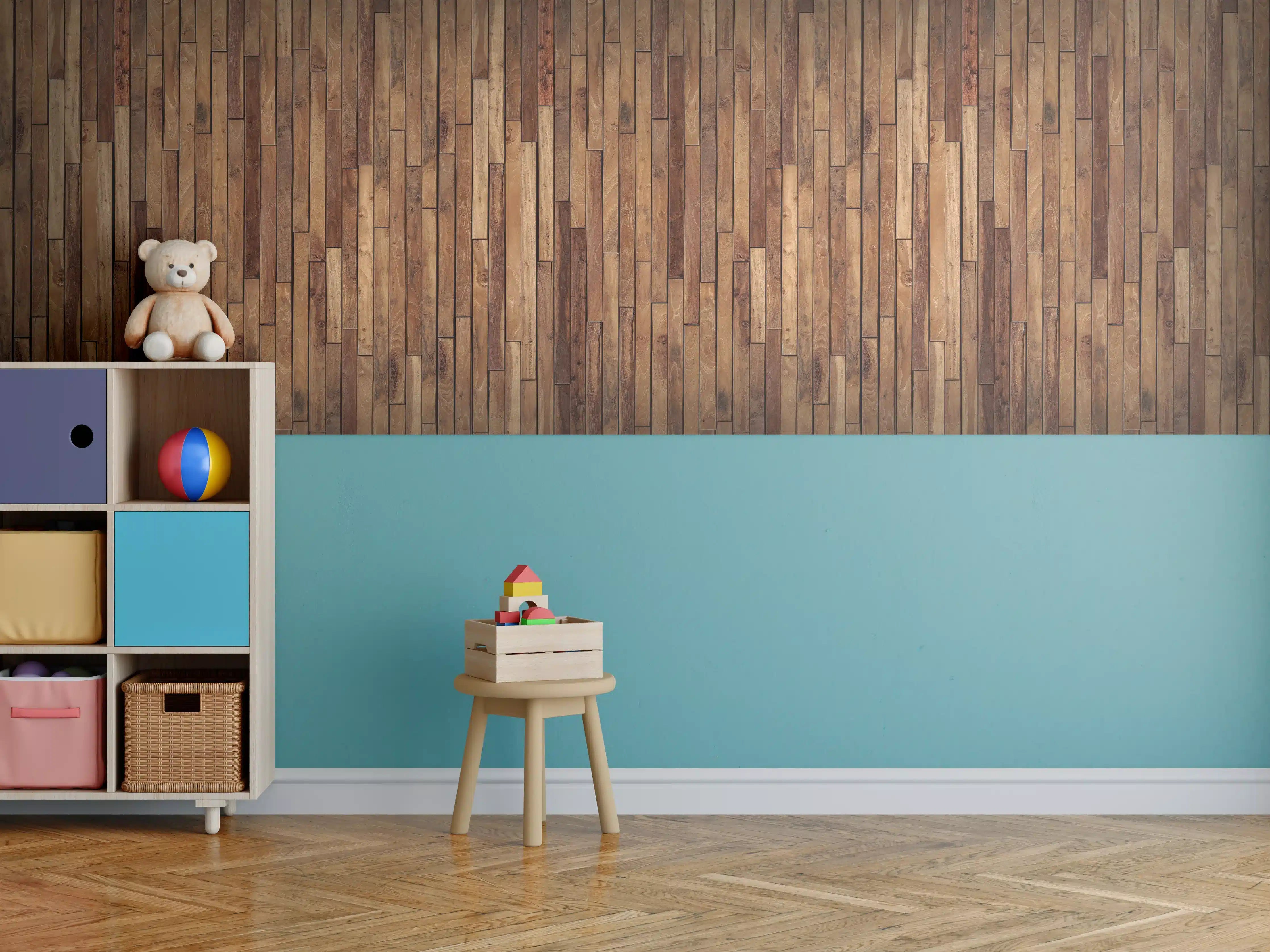 Kinderzimmer Wandgestaltung - Alte Kiefernholz Planken
