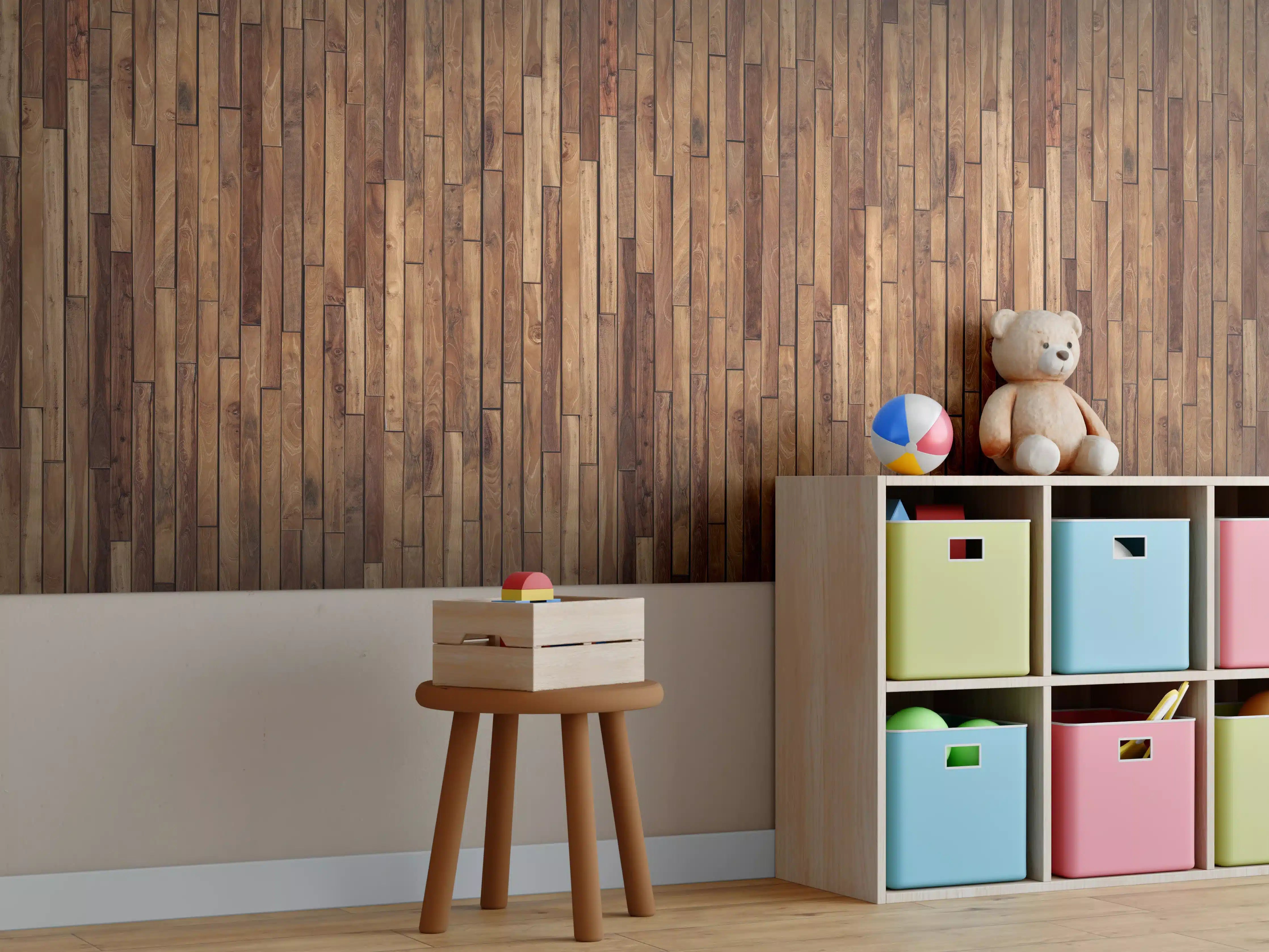 Kinderzimmer Wandgestaltung - Alte Kiefernholz Planken