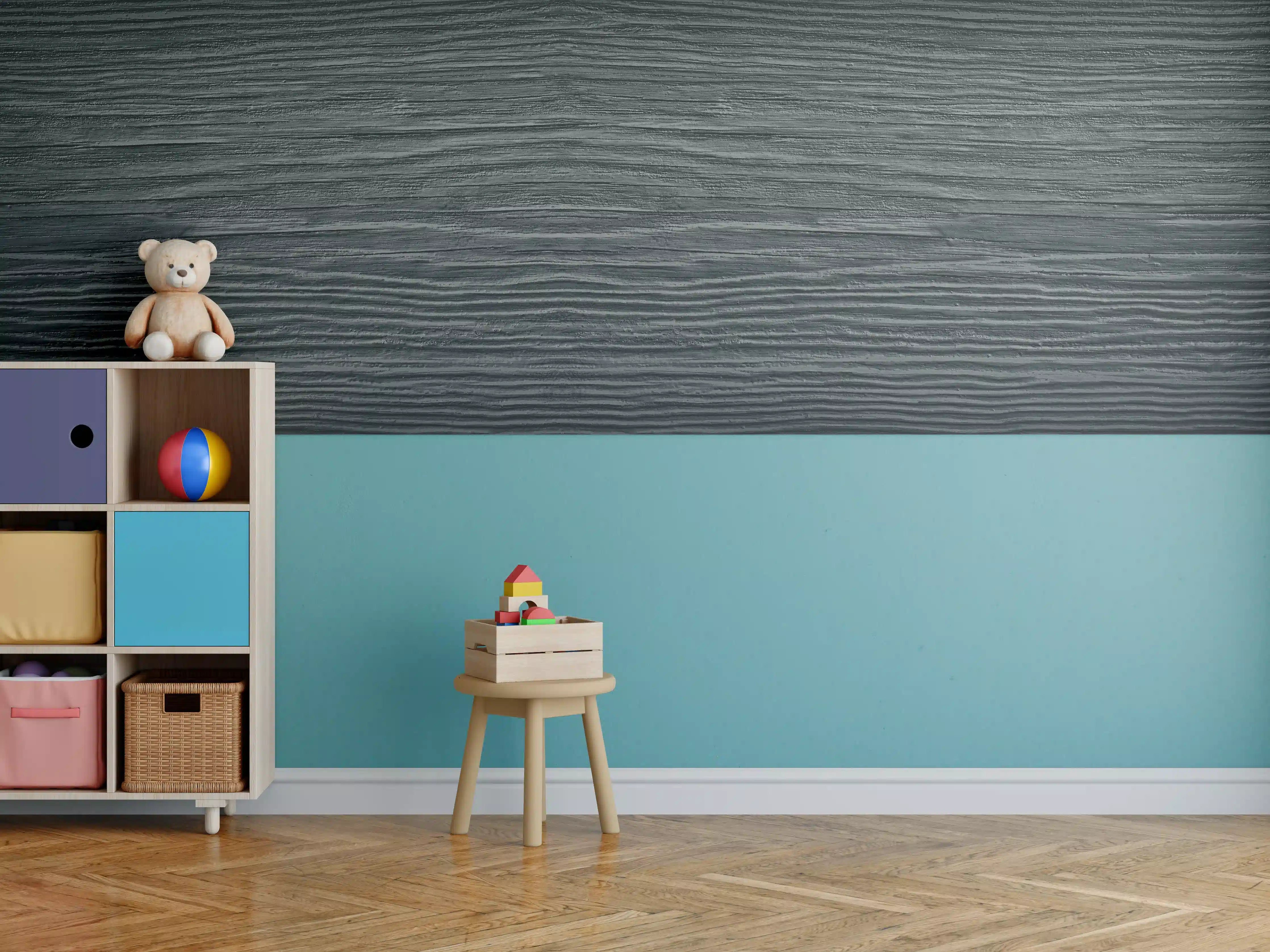 Kinderzimmer Wandgestaltung - Alte geknackte schwarz lackiert Massivholz