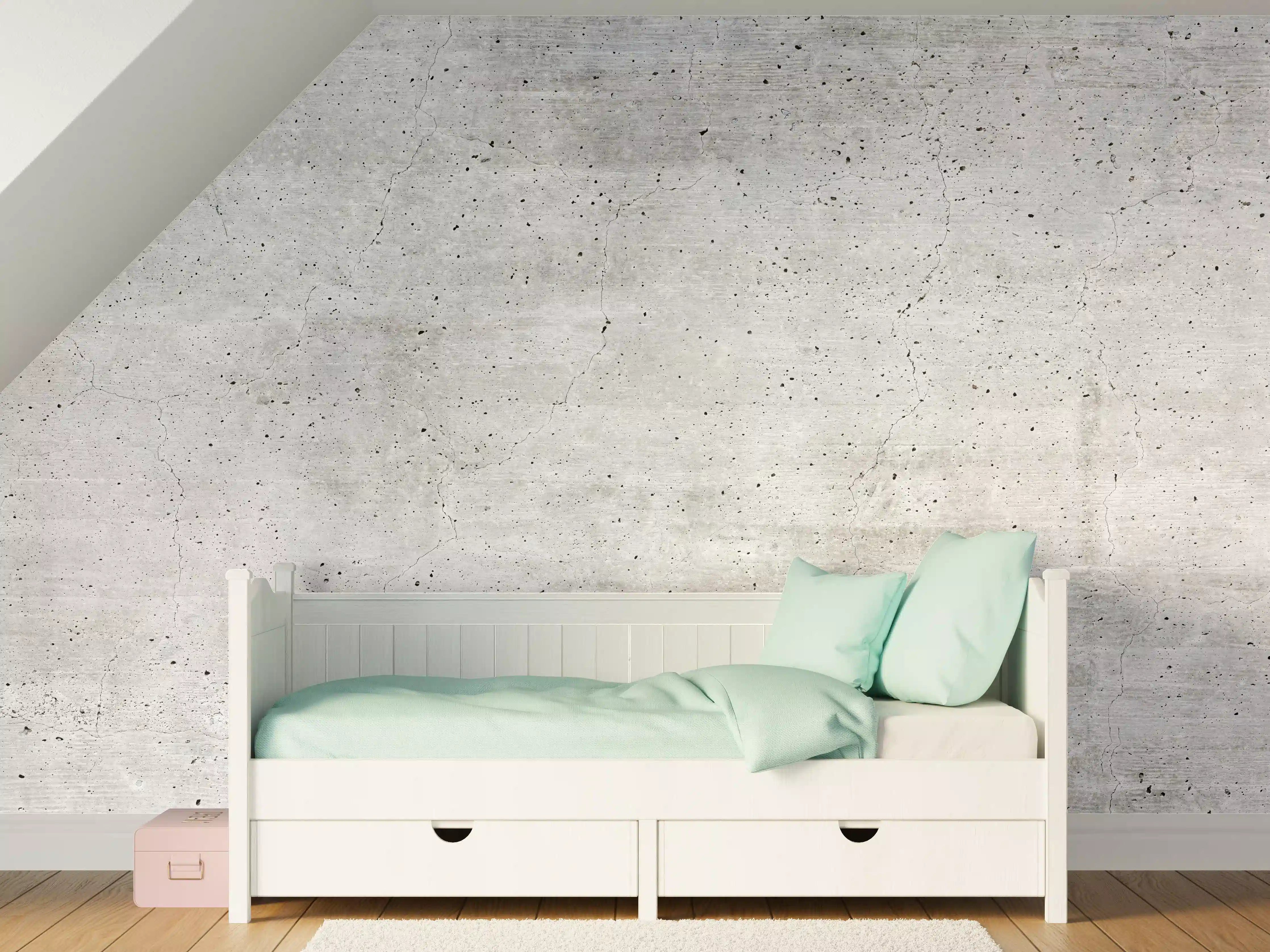 Kinderzimmer Wandgestaltung - Alte gräuliche Betonmauer
