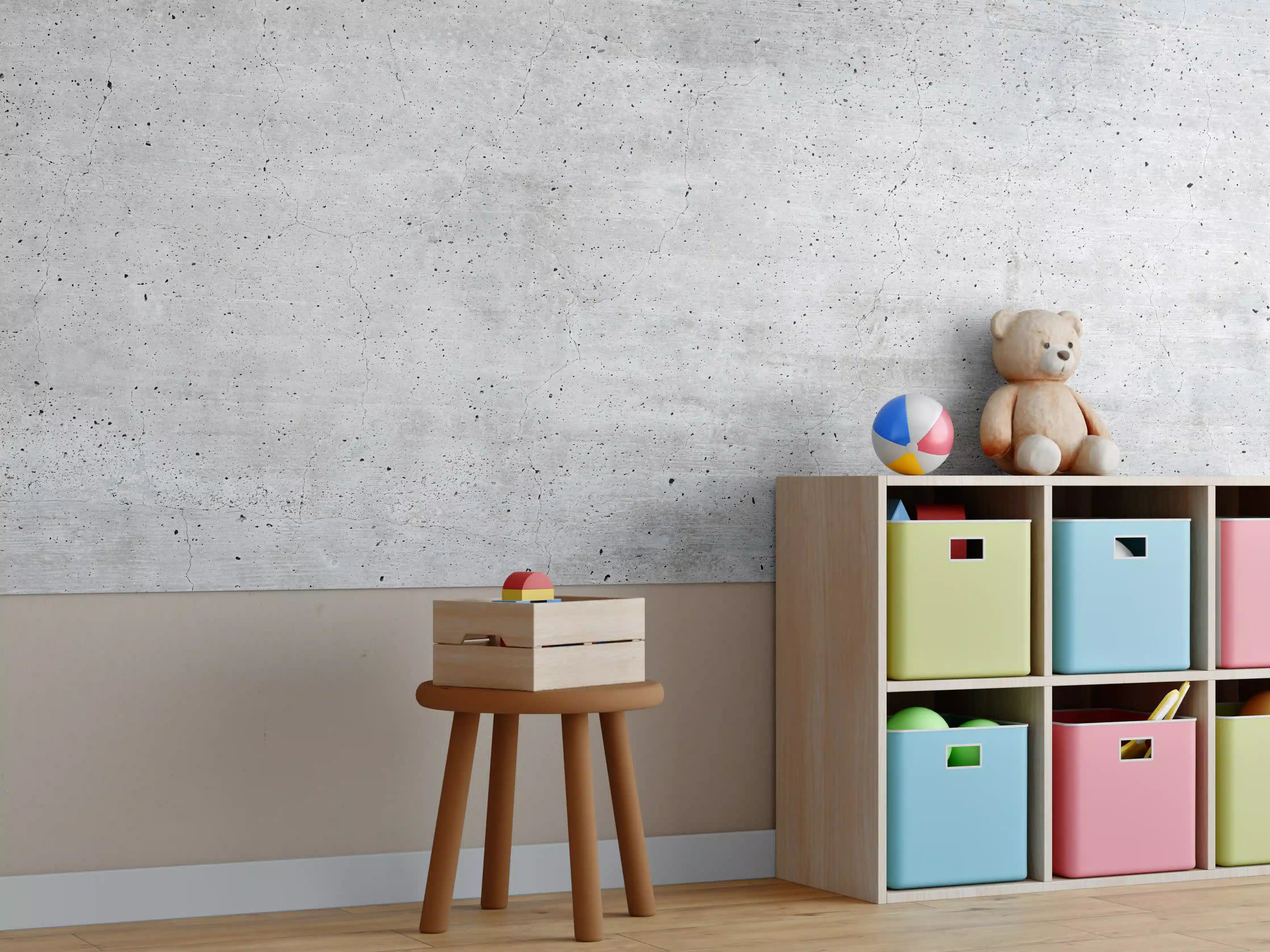 Kinderzimmer Wandgestaltung - Alte gräuliche Betonmauer