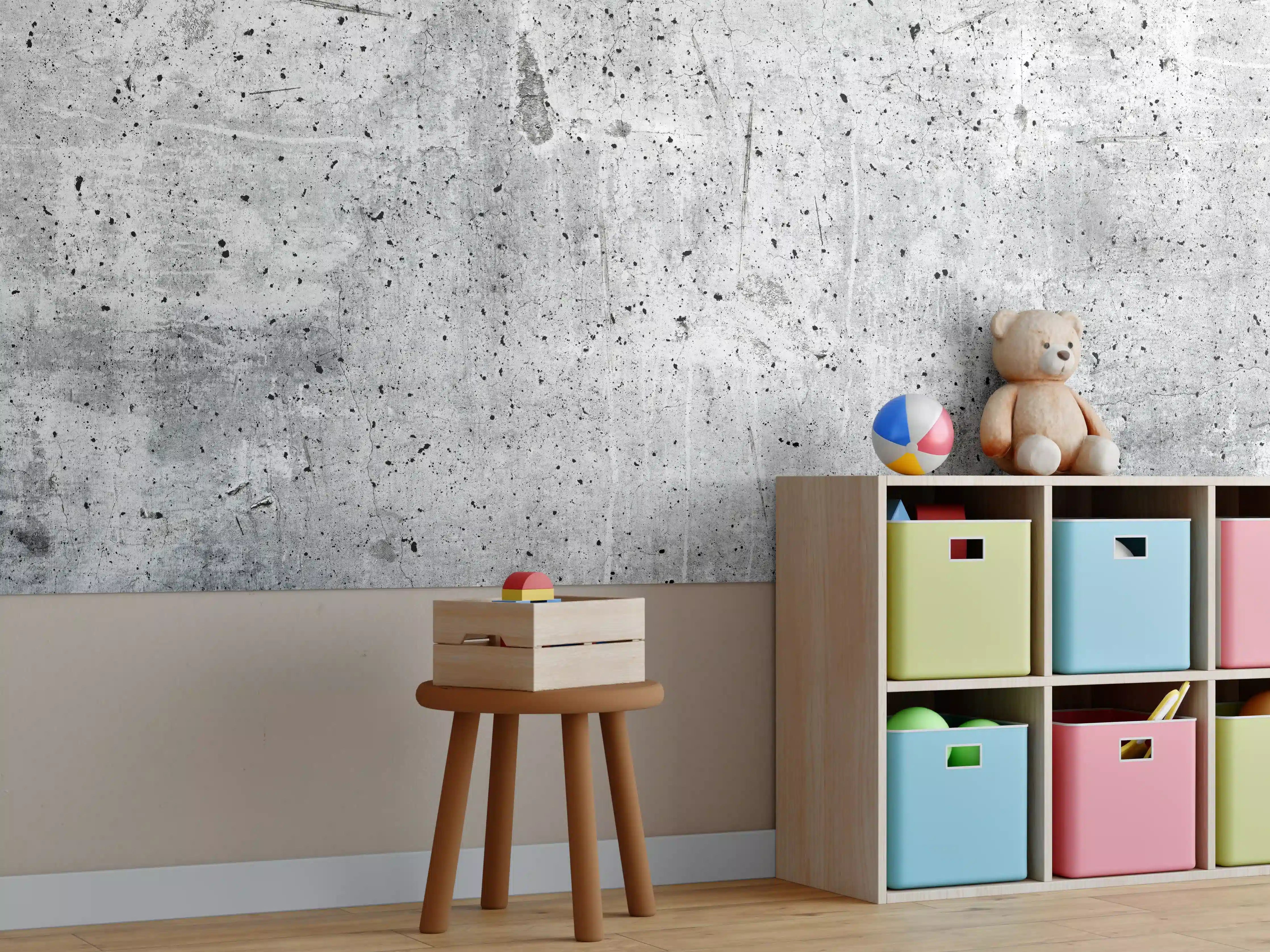 Kinderzimmer Wandgestaltung - Alte graue Betonwand