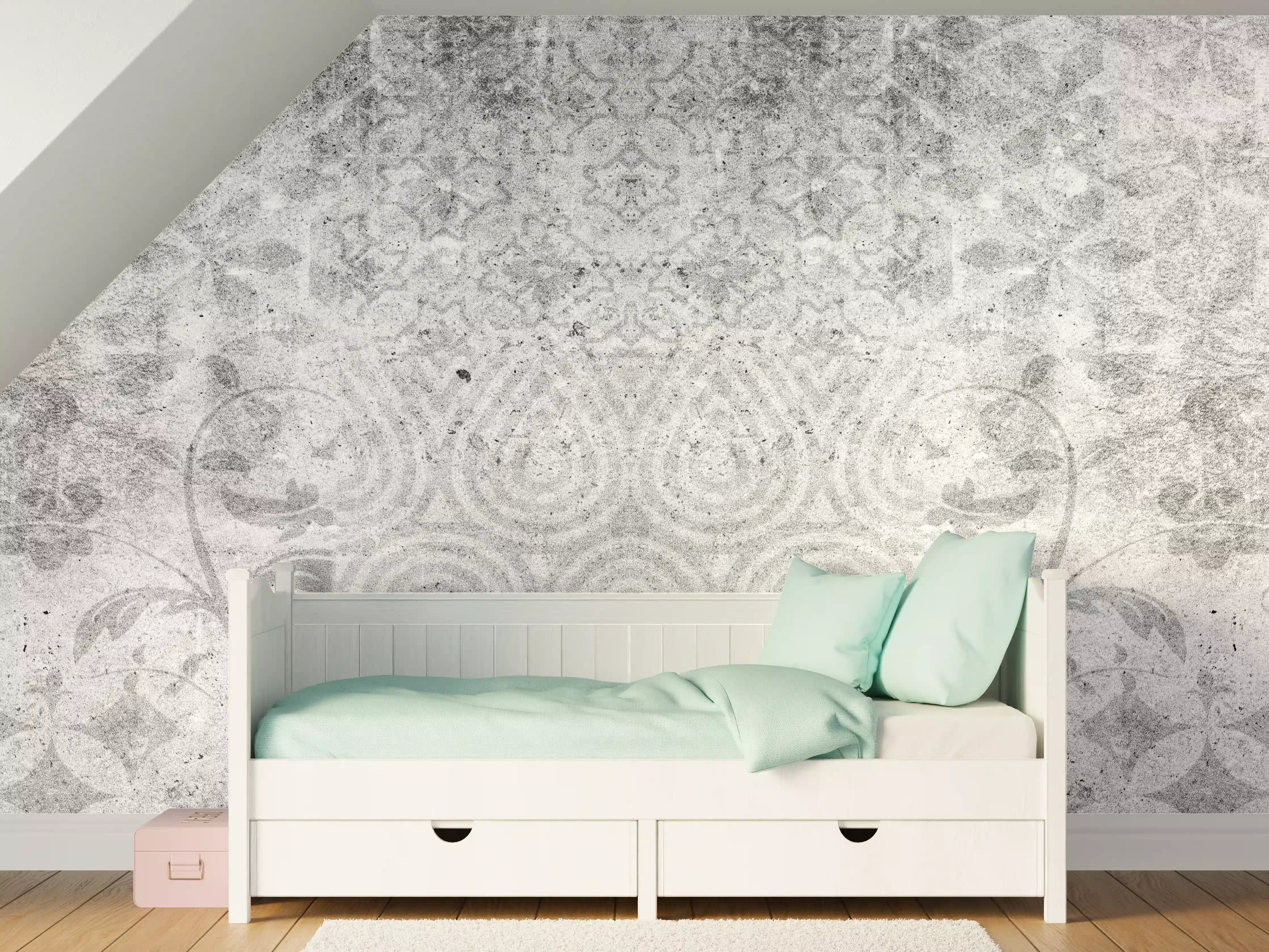 Kinderzimmer Wandgestaltung - Alte graue Vintage Fliesen