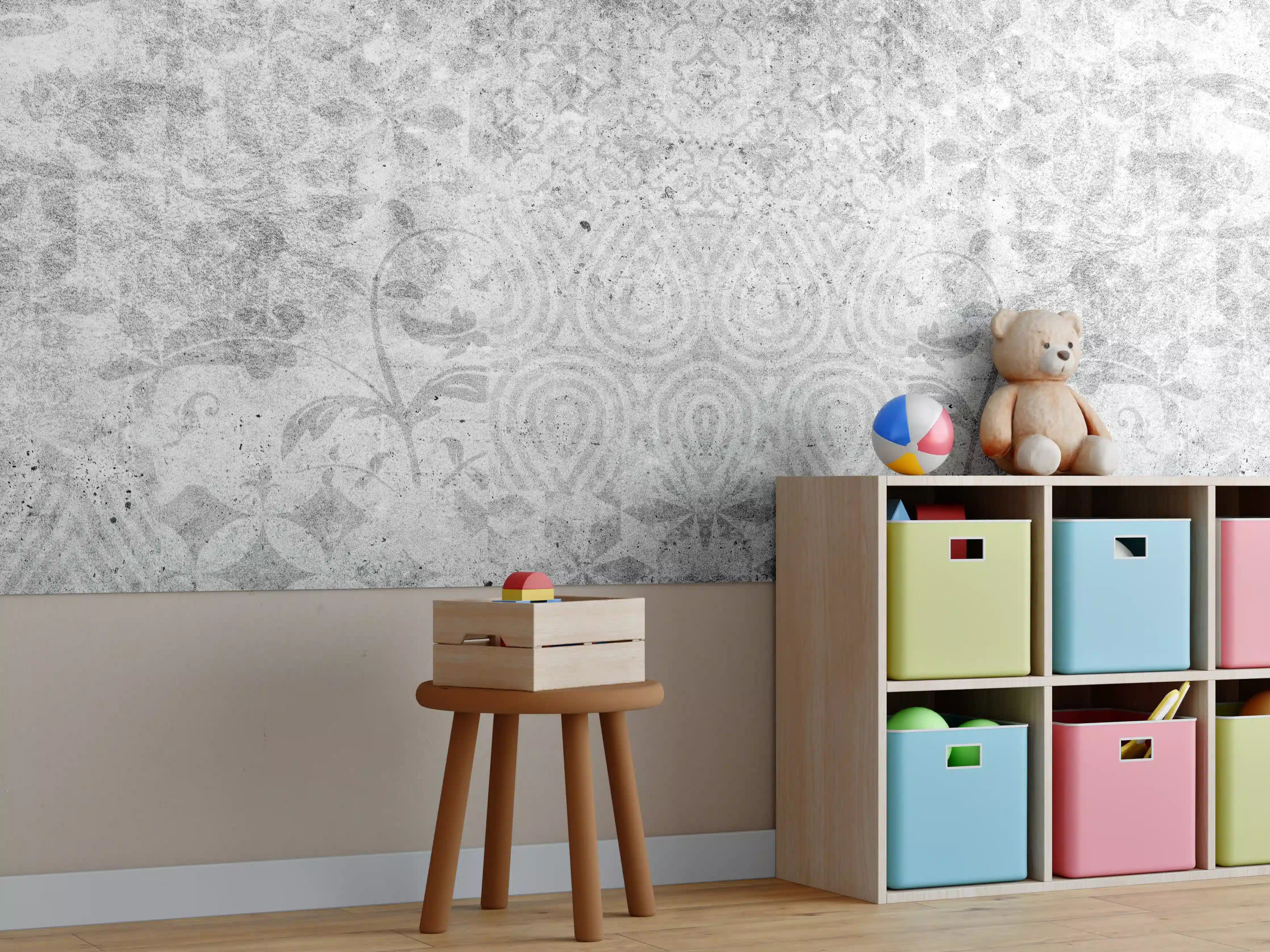 Kinderzimmer Wandgestaltung - Alte graue Vintage Fliesen