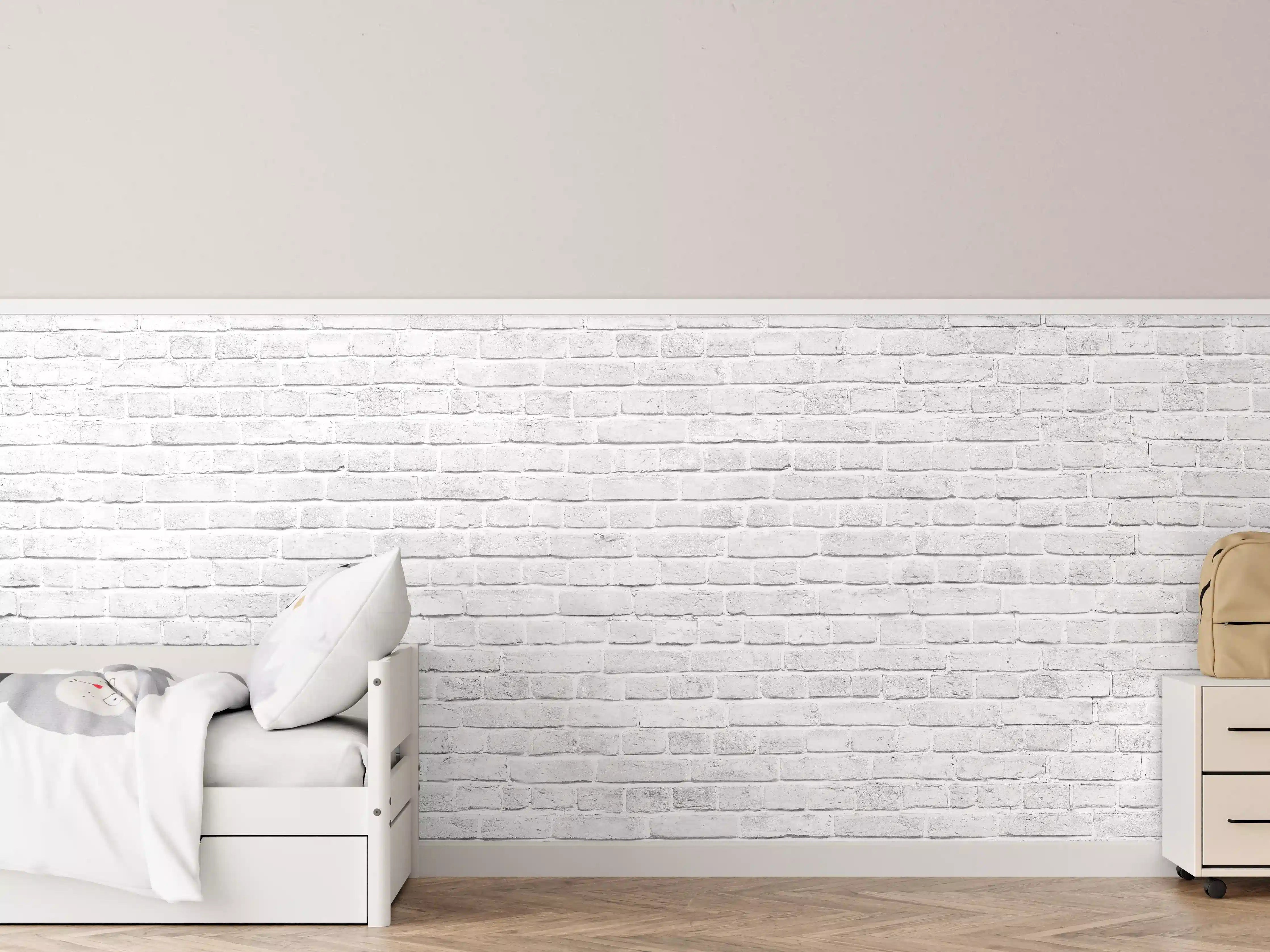 Kinderzimmer Wandgestaltung - Alte weiße Backsteinmauer