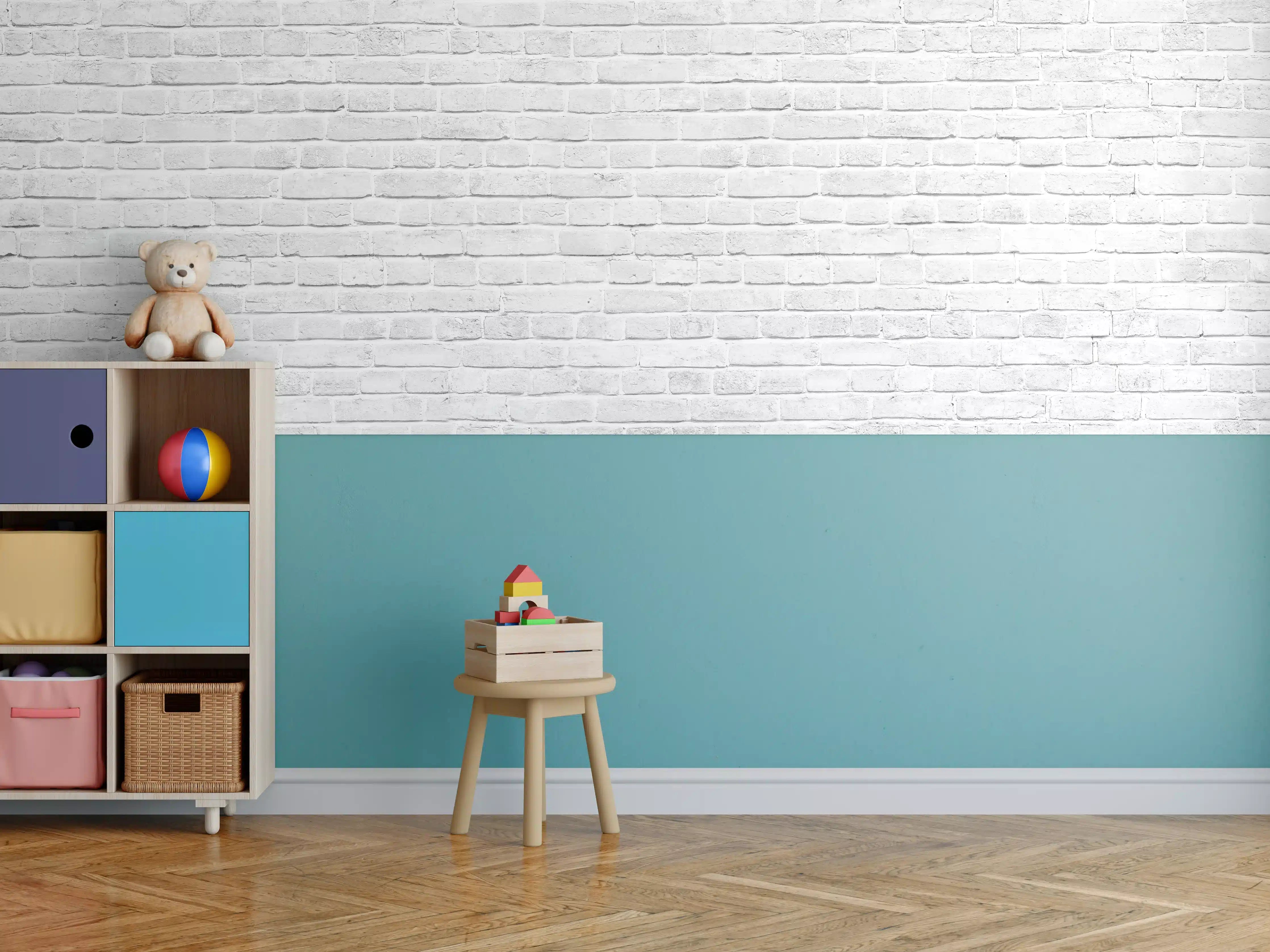 Kinderzimmer Wandgestaltung - Alte weiße Backsteinmauer