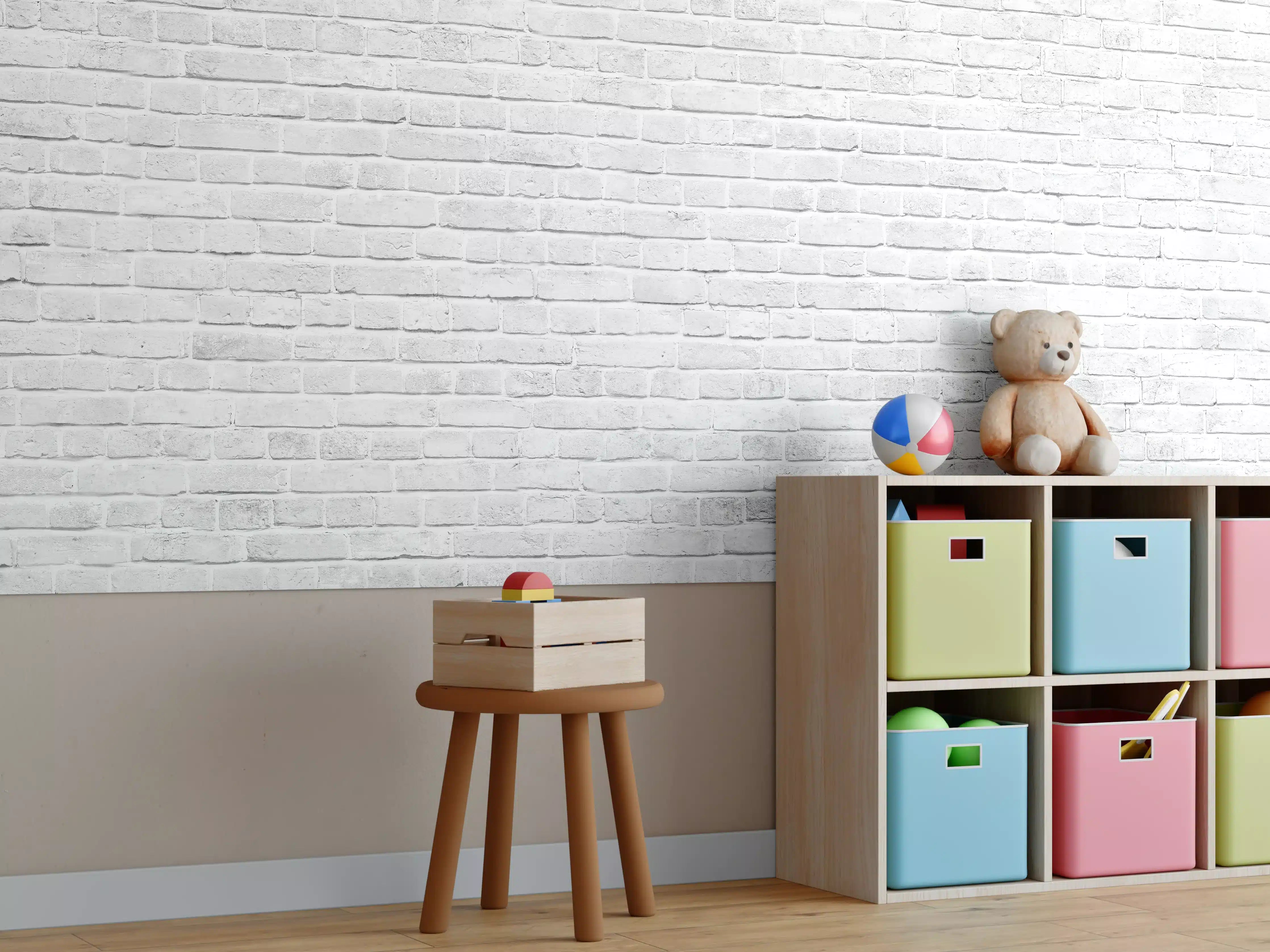 Kinderzimmer Wandgestaltung - Alte weiße Backsteinmauer