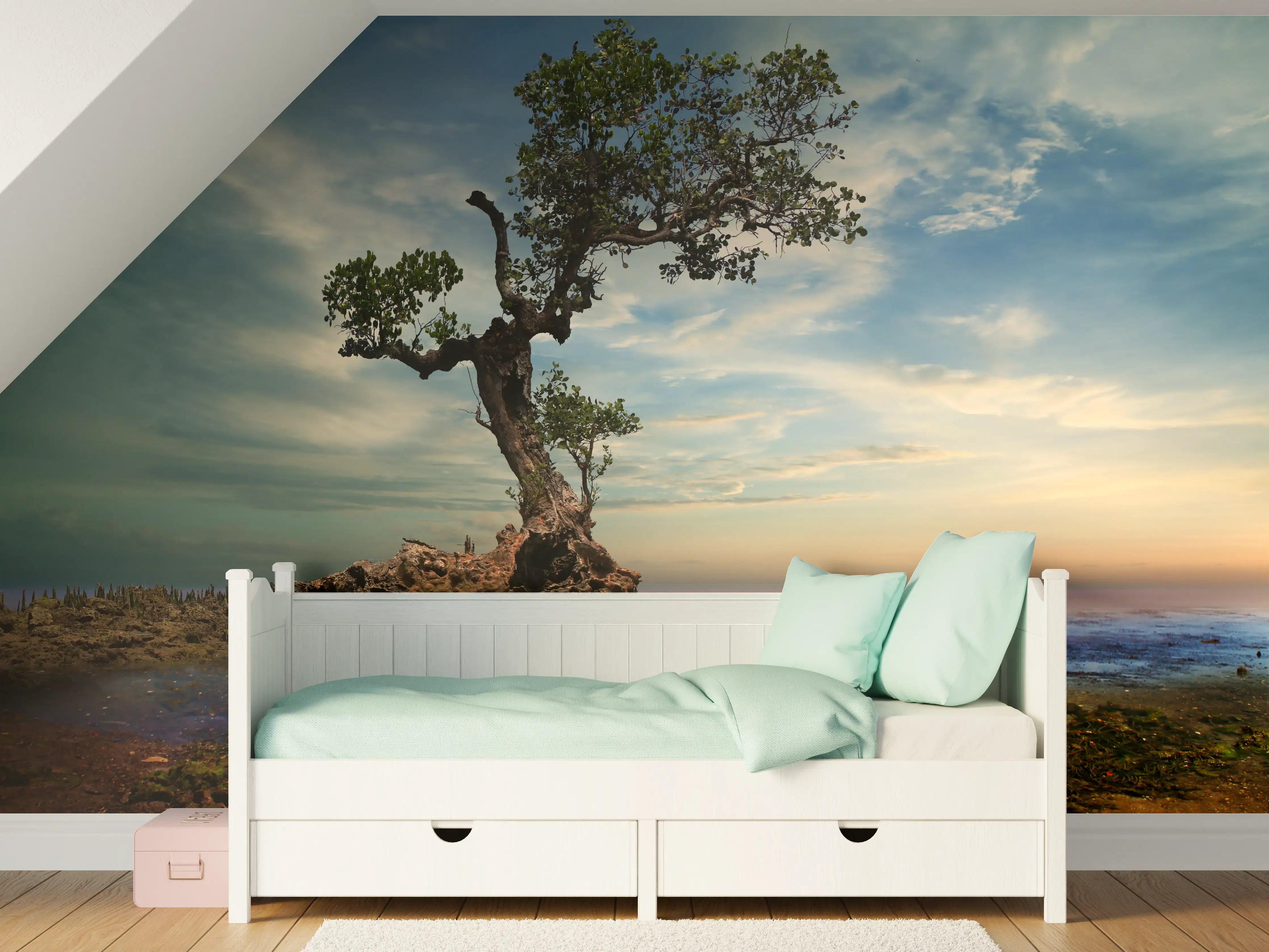 Kinderzimmer Wandgestaltung - Alter Baum am Strand