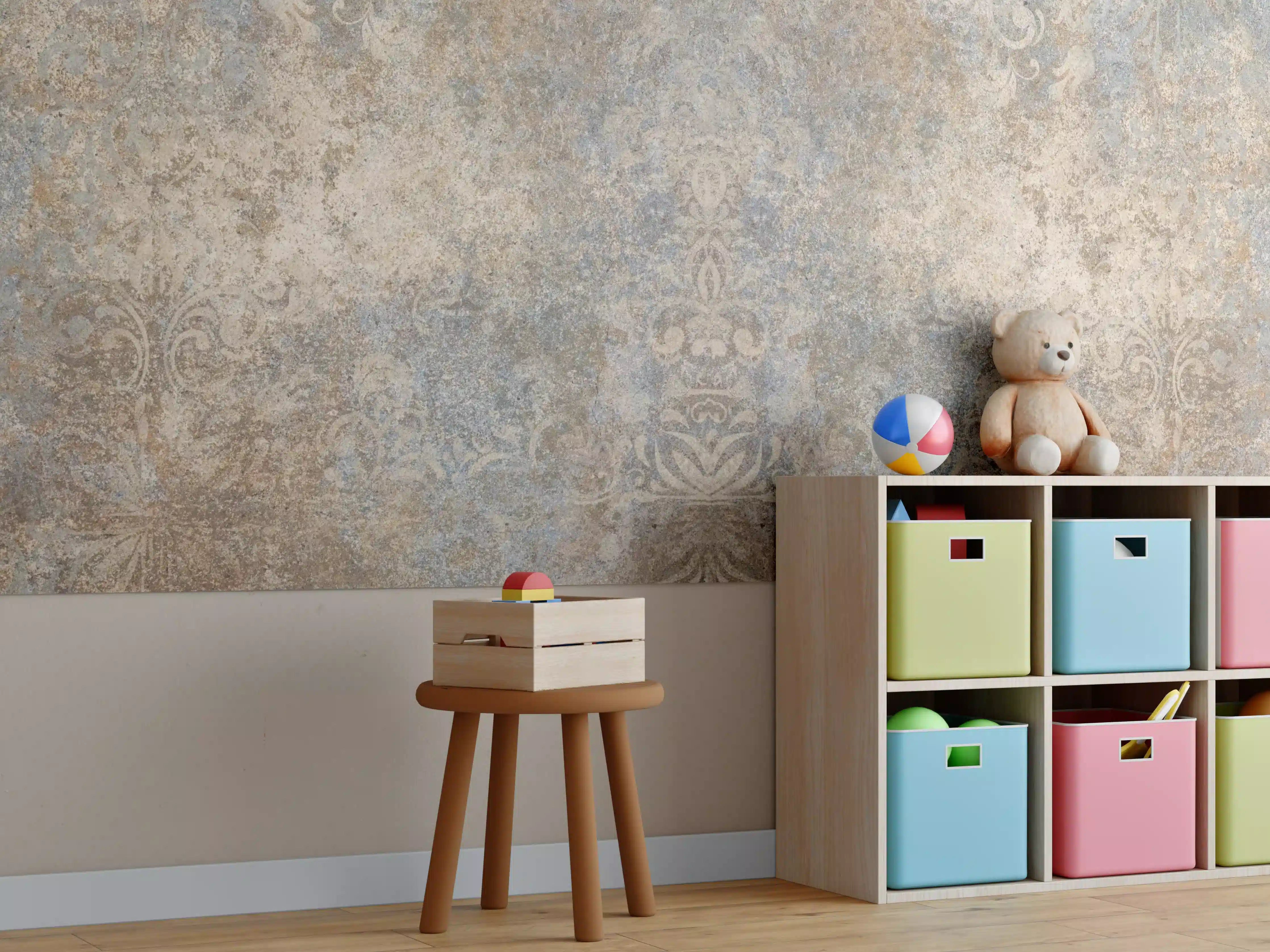 Kinderzimmer Wandgestaltung - Altes abgenutztes Mosaik Motiv