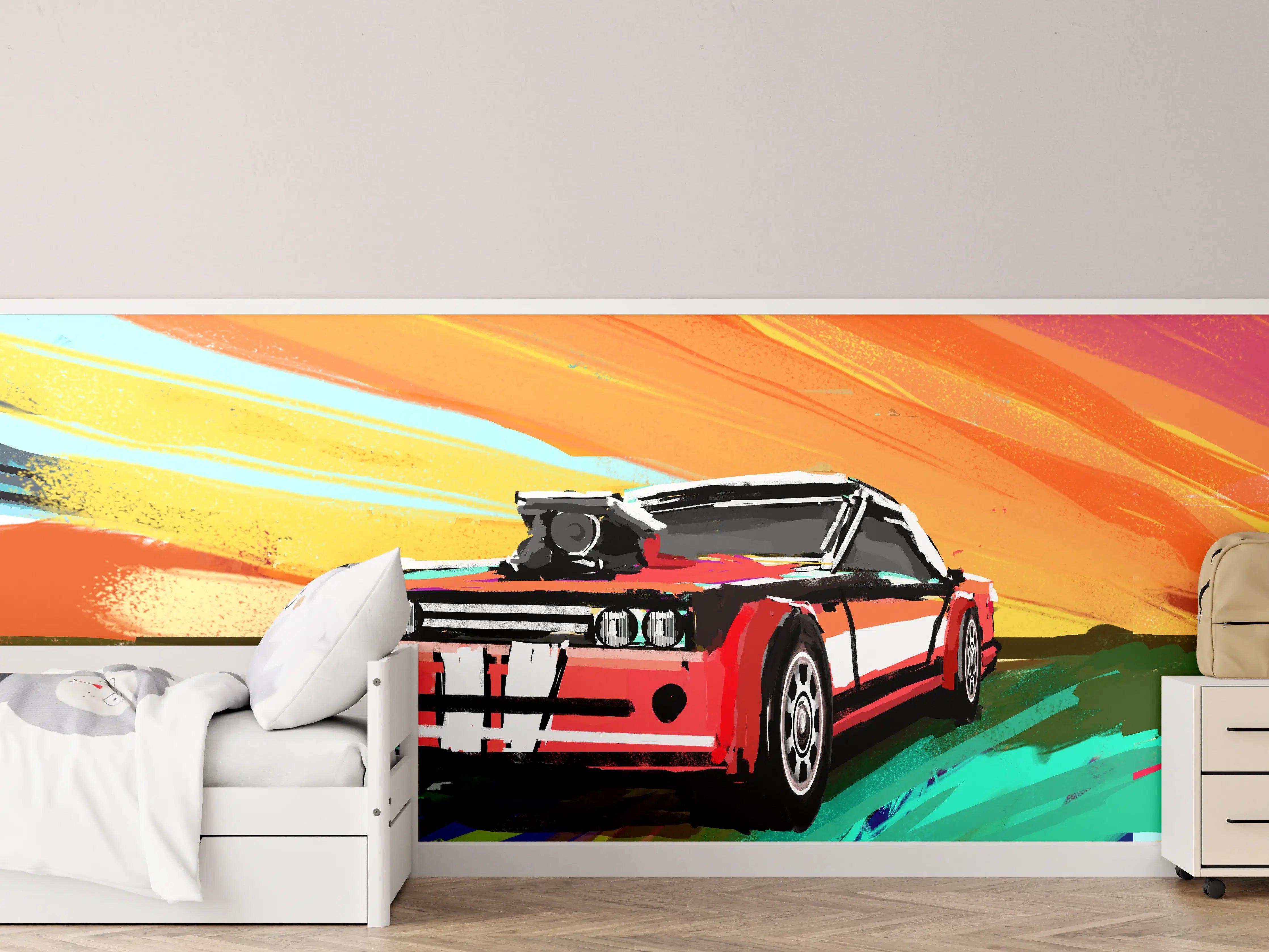 Kinderzimmer Wandgestaltung - Amerikanisches 70er-Jahre-Muscle-Car Gemälde