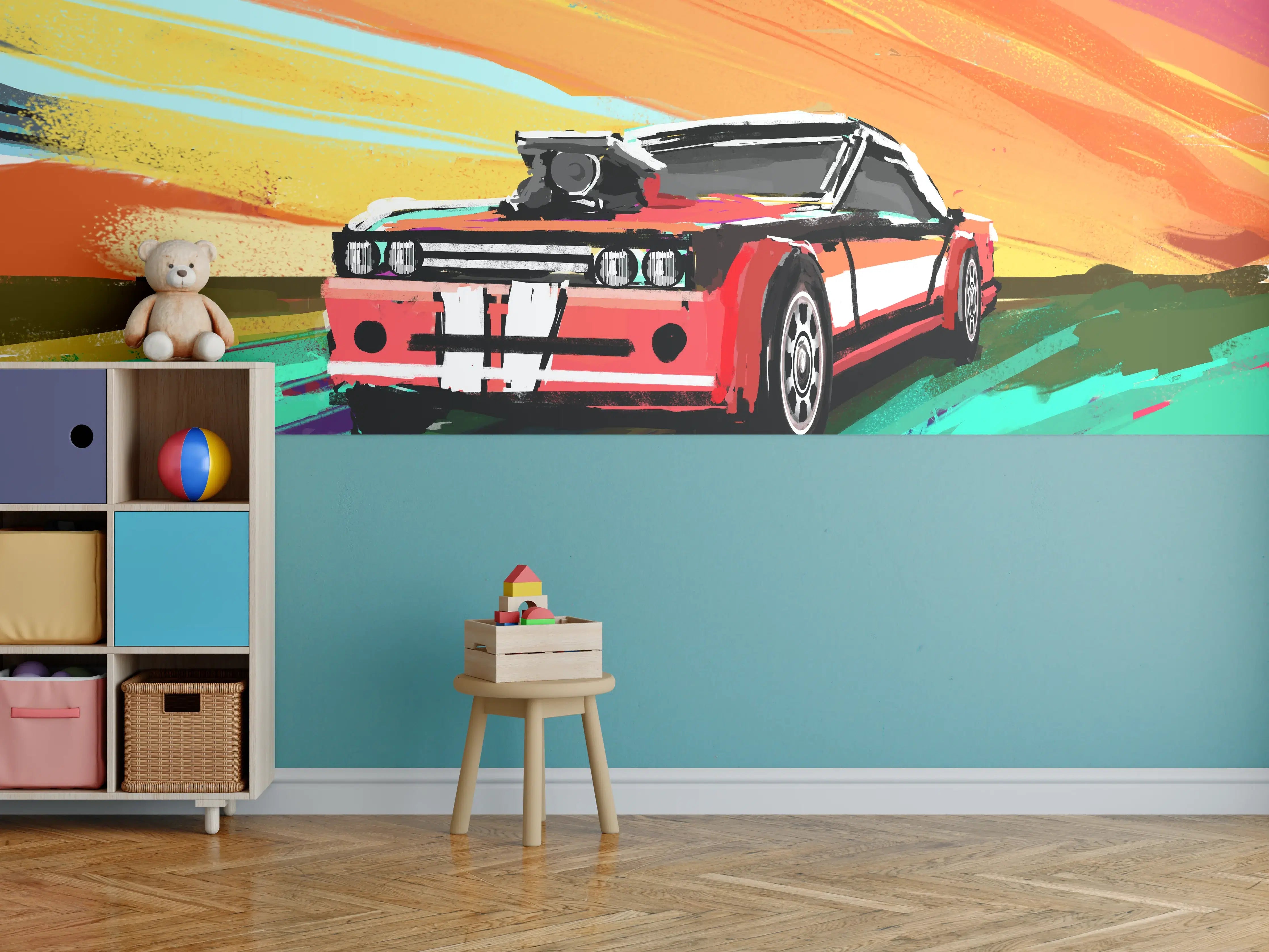Kinderzimmer Wandgestaltung - Amerikanisches 70er-Jahre-Muscle-Car Gemälde