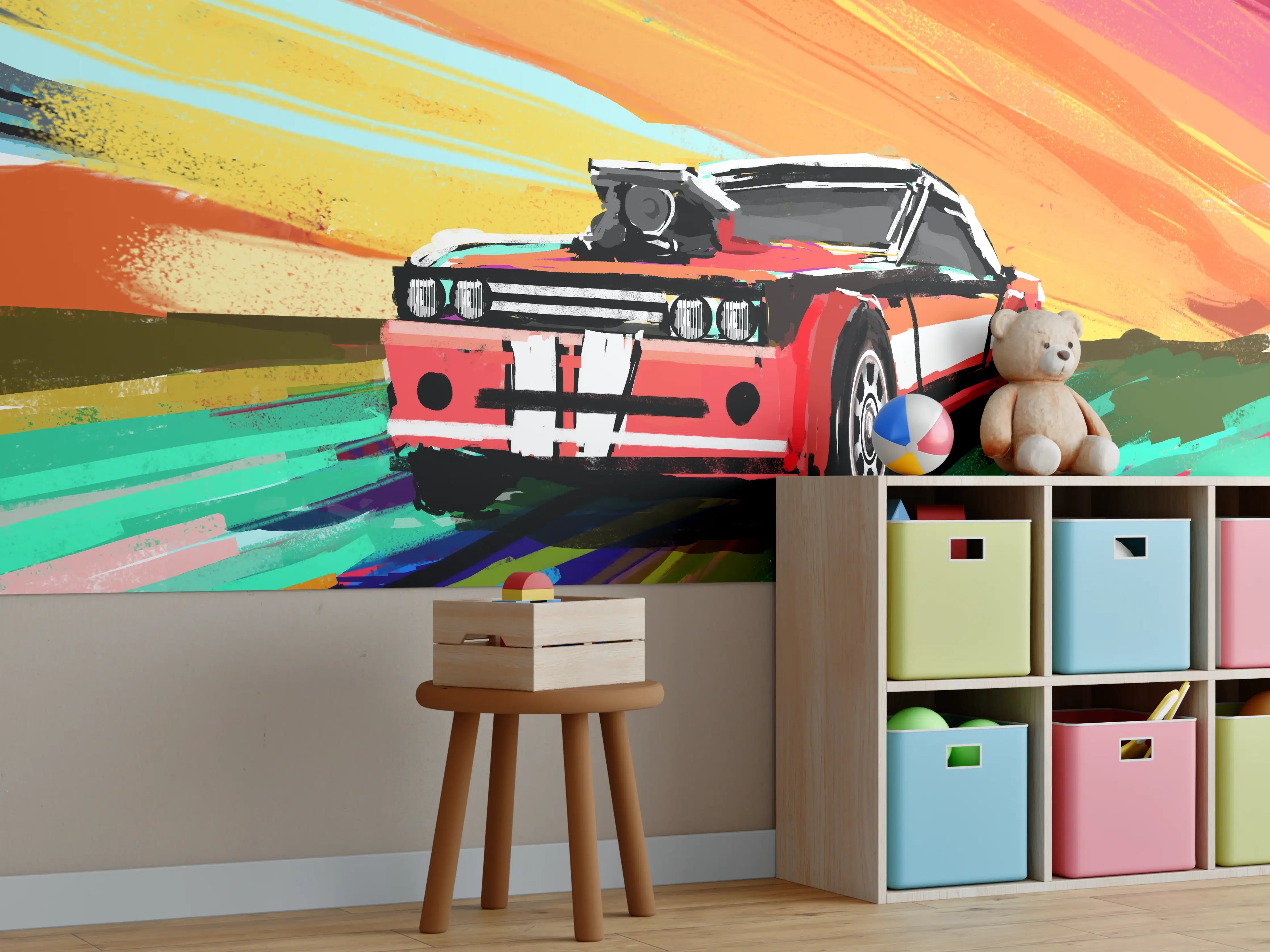 Kinderzimmer Wandgestaltung - Amerikanisches 70er-Jahre-Muscle-Car Gemälde