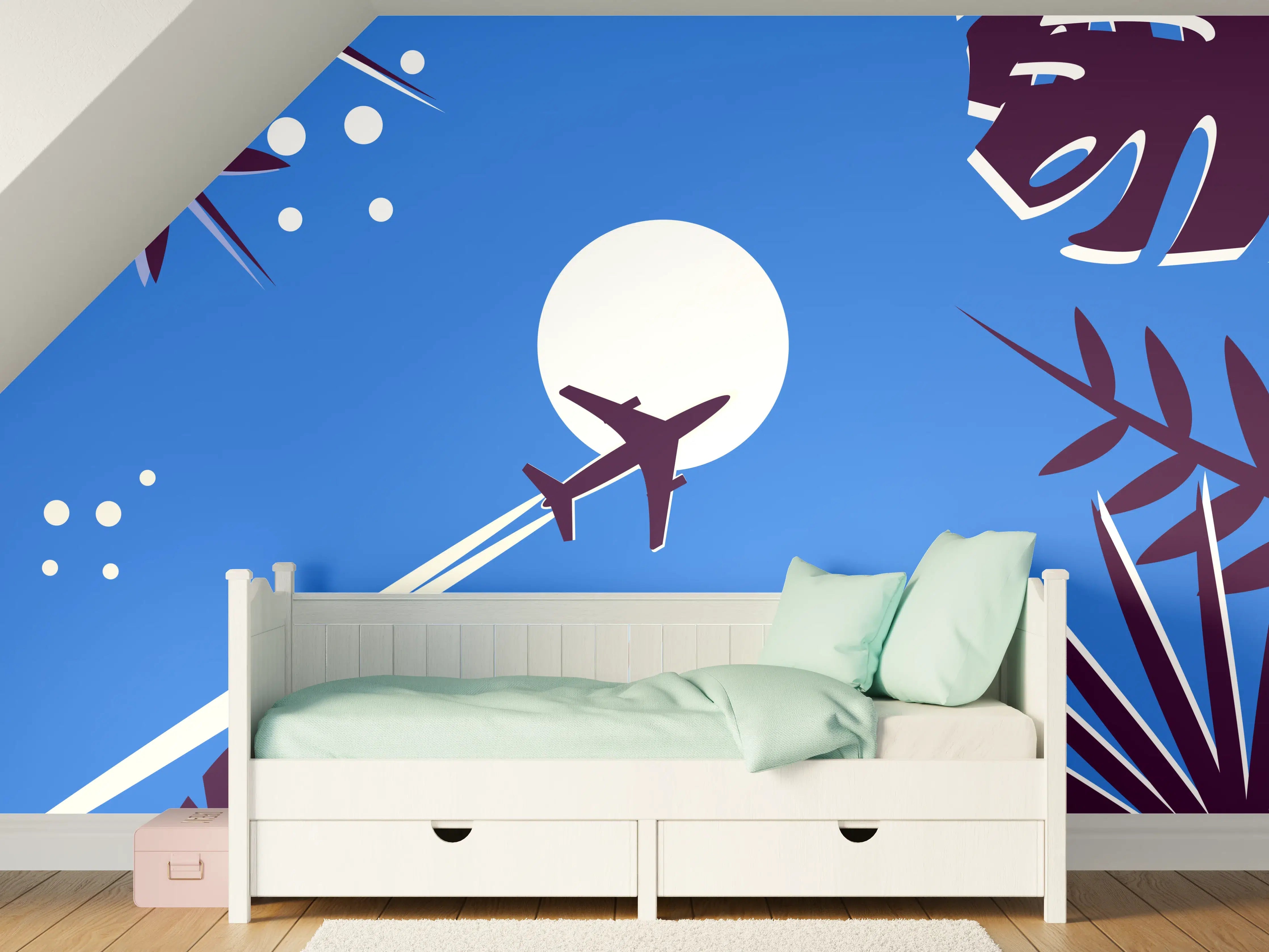Kinderzimmer Wandgestaltung - Angenehme Flugszene bei Nacht
