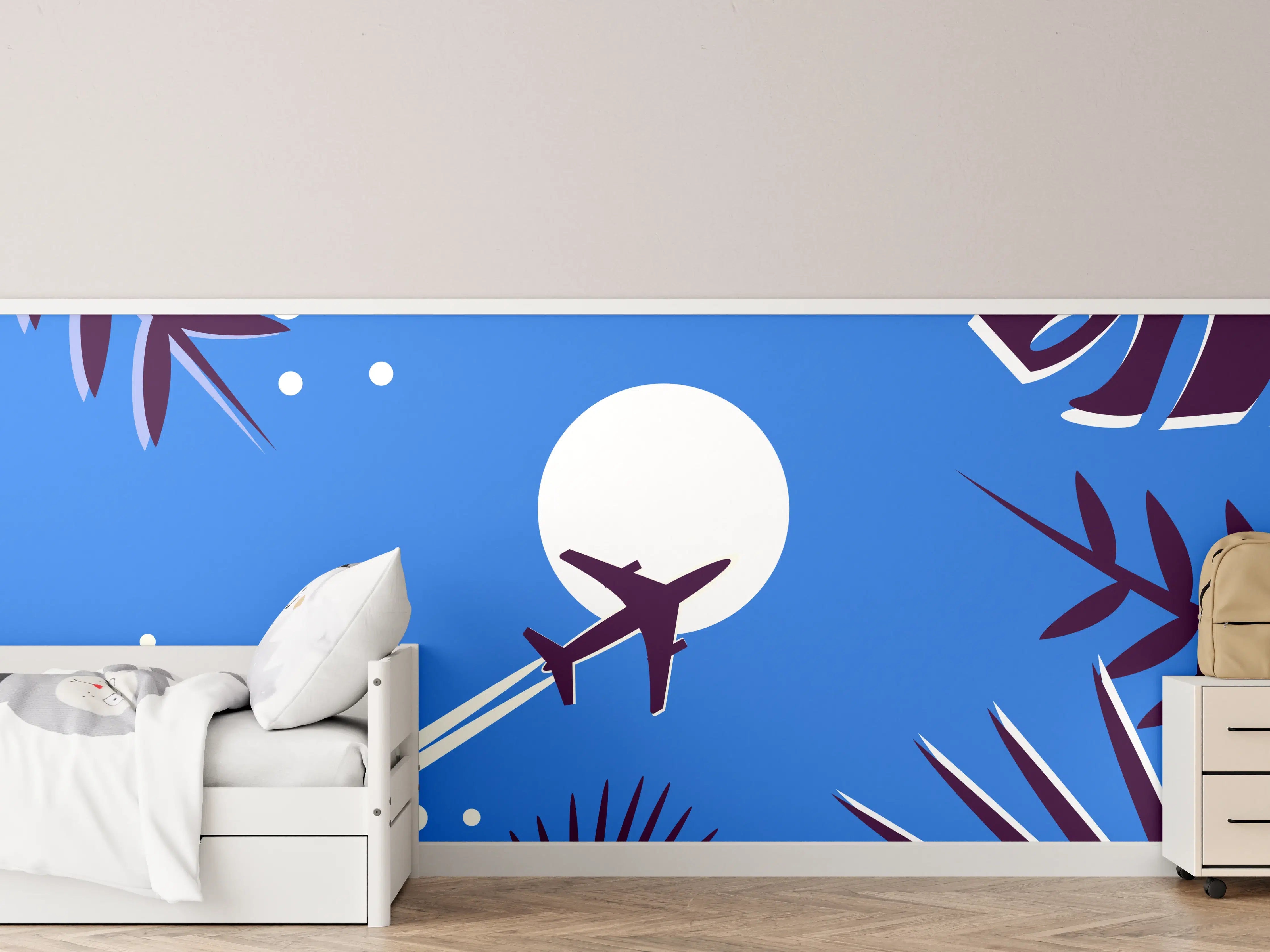 Kinderzimmer Wandgestaltung - Angenehme Flugszene bei Nacht