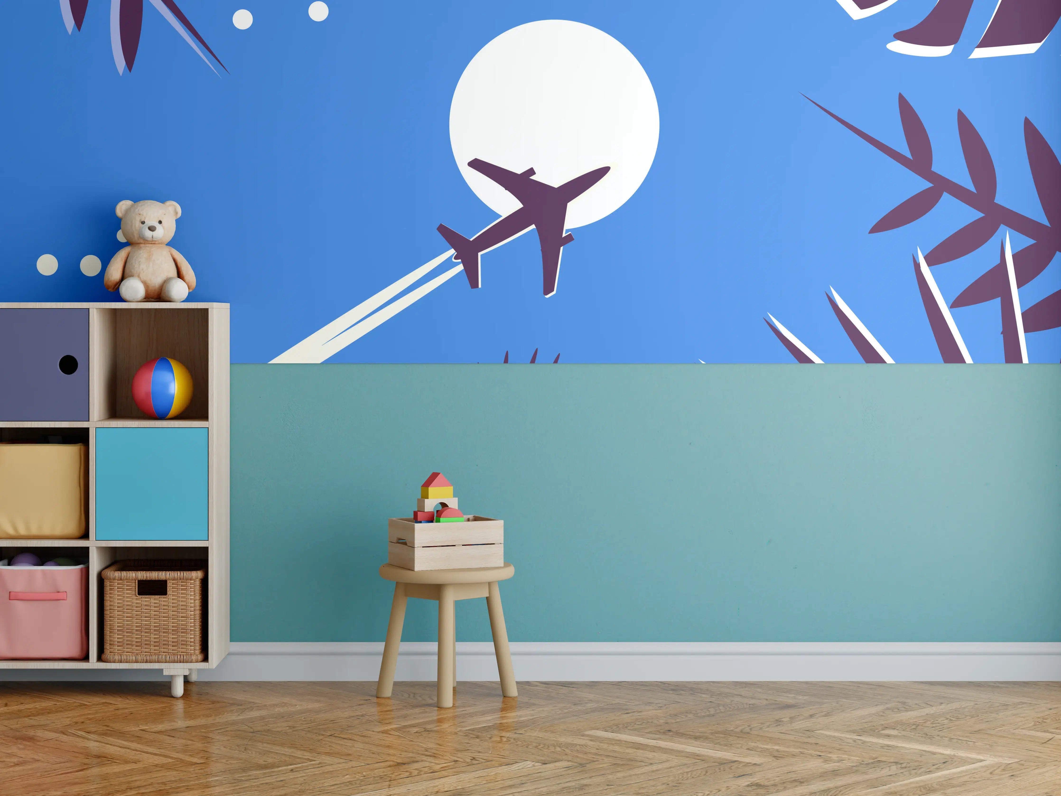 Kinderzimmer Wandgestaltung - Angenehme Flugszene bei Nacht