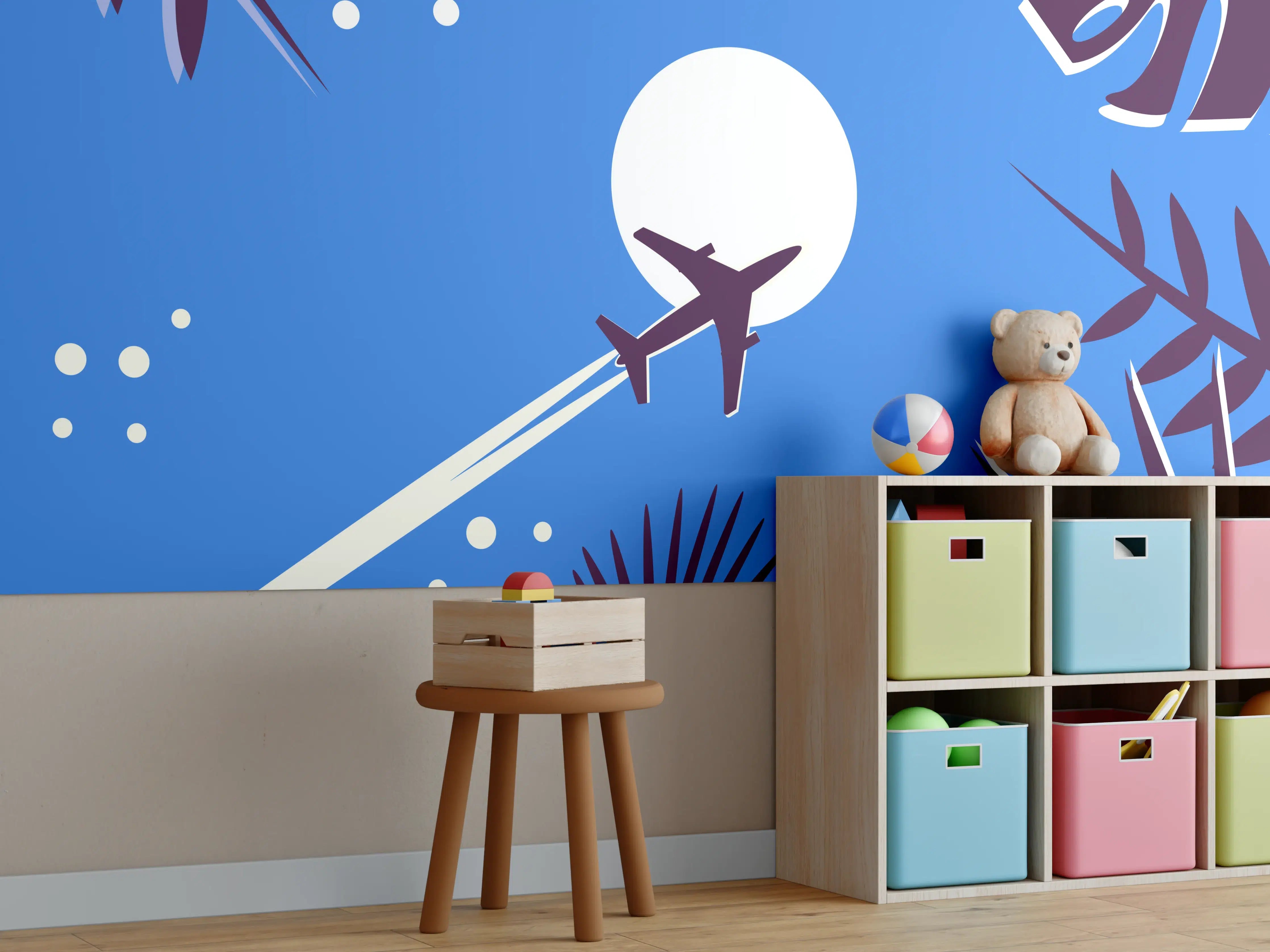 Kinderzimmer Wandgestaltung - Angenehme Flugszene bei Nacht