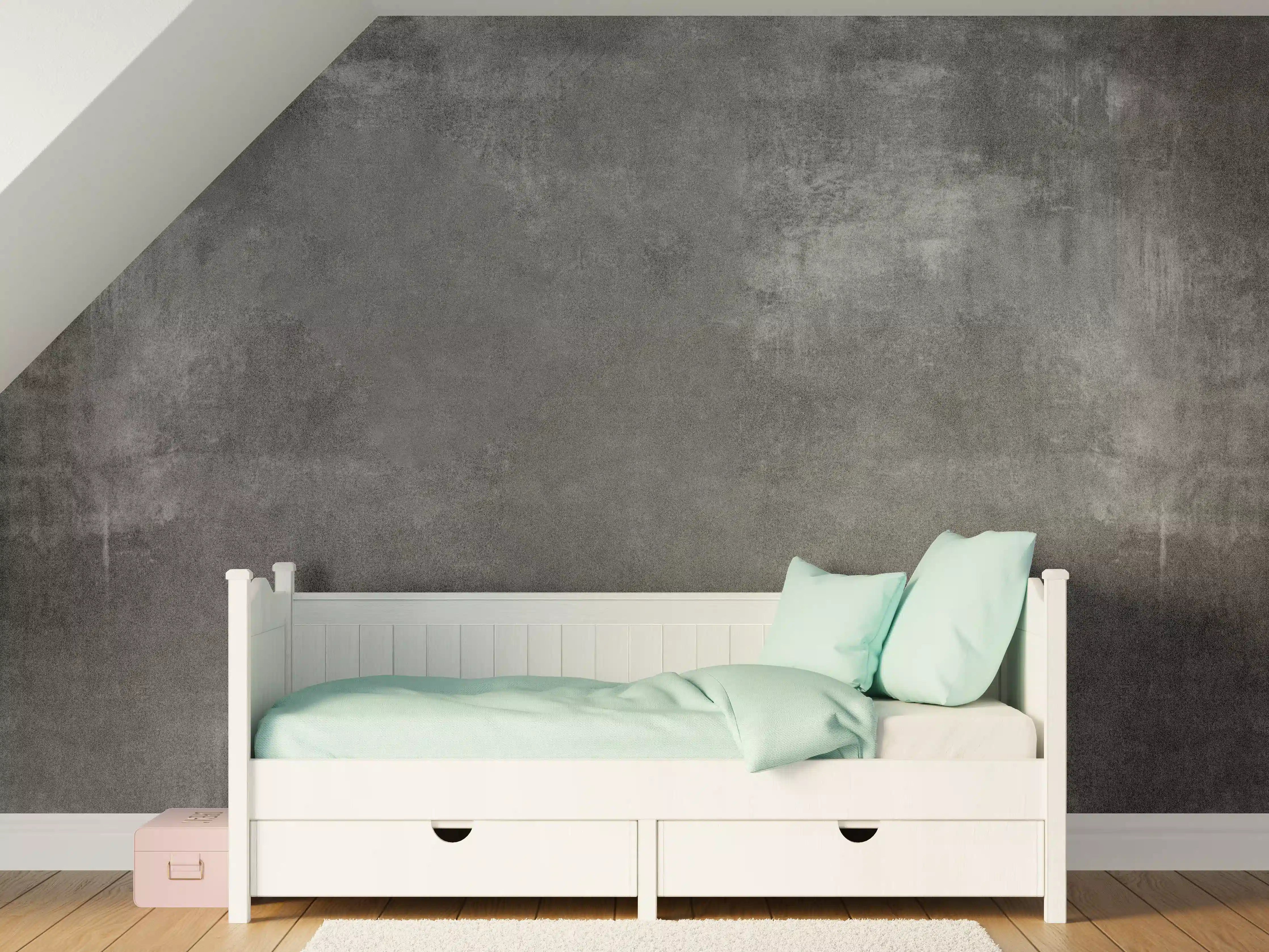 Kinderzimmer Wandgestaltung - Anthrazit Beton Textur