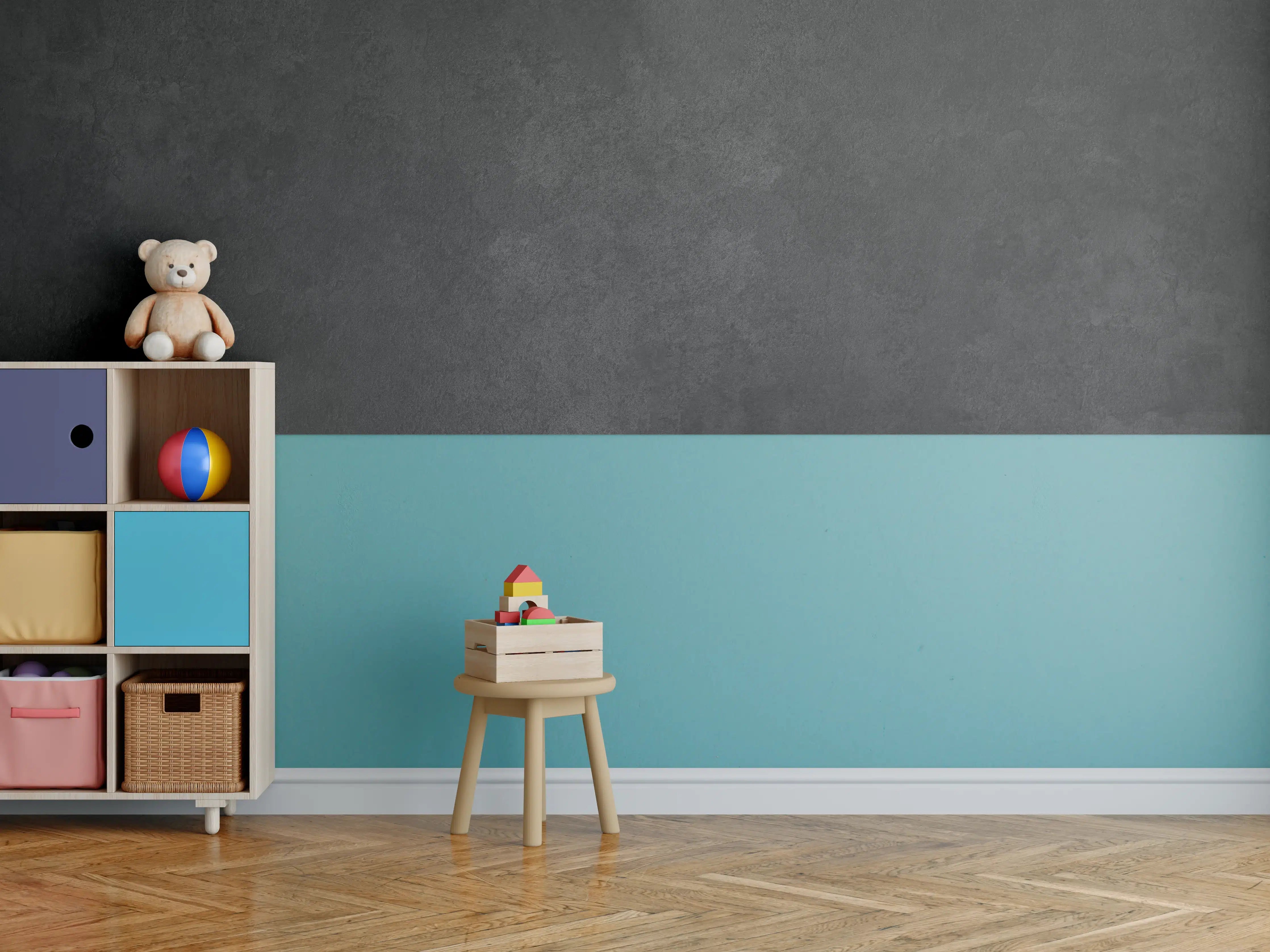 Kinderzimmer Wandgestaltung - Anthrazit Betonstruktur