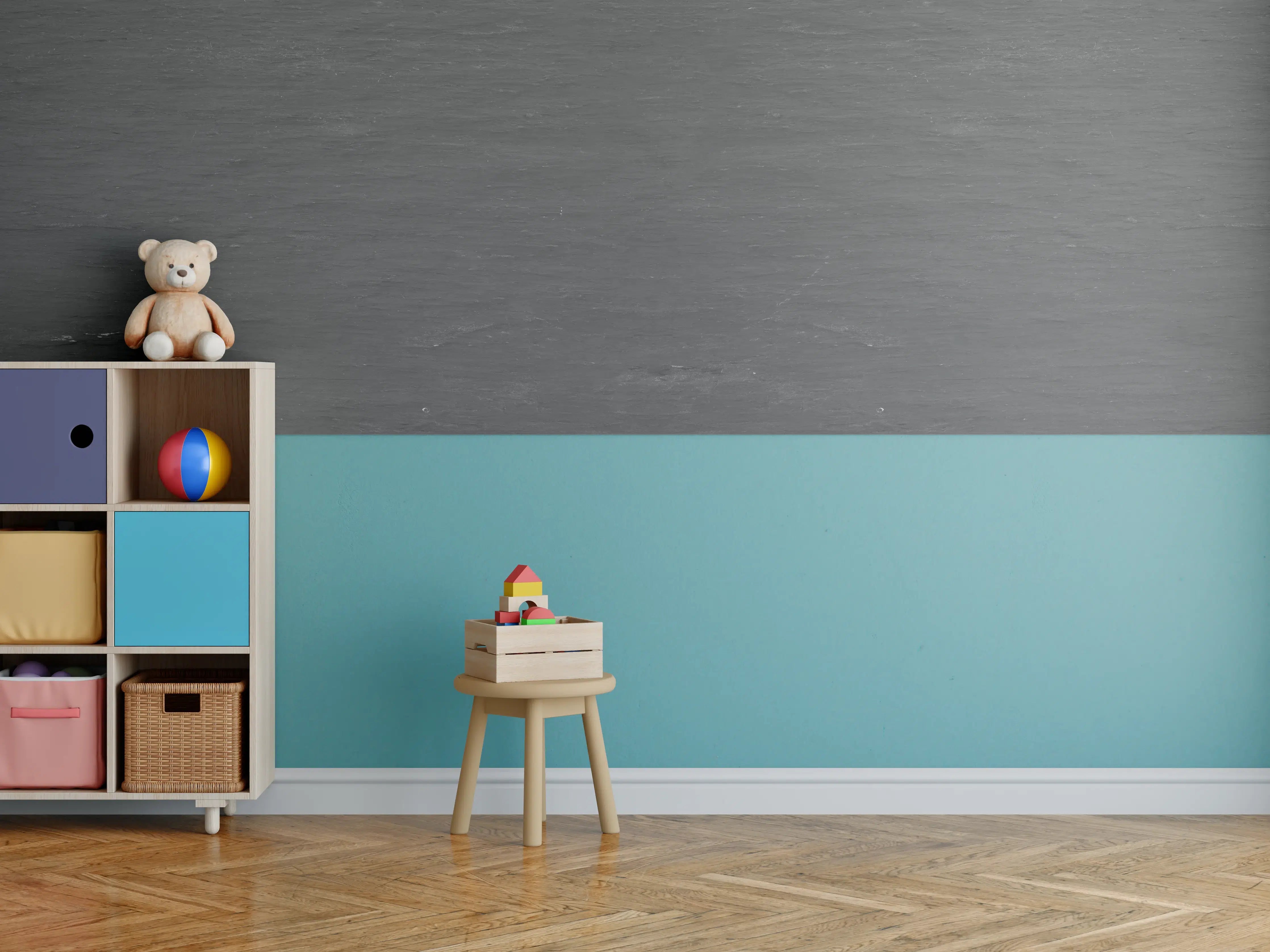 Kinderzimmer Wandgestaltung - Anthrazit Schiefer Textur Panorama