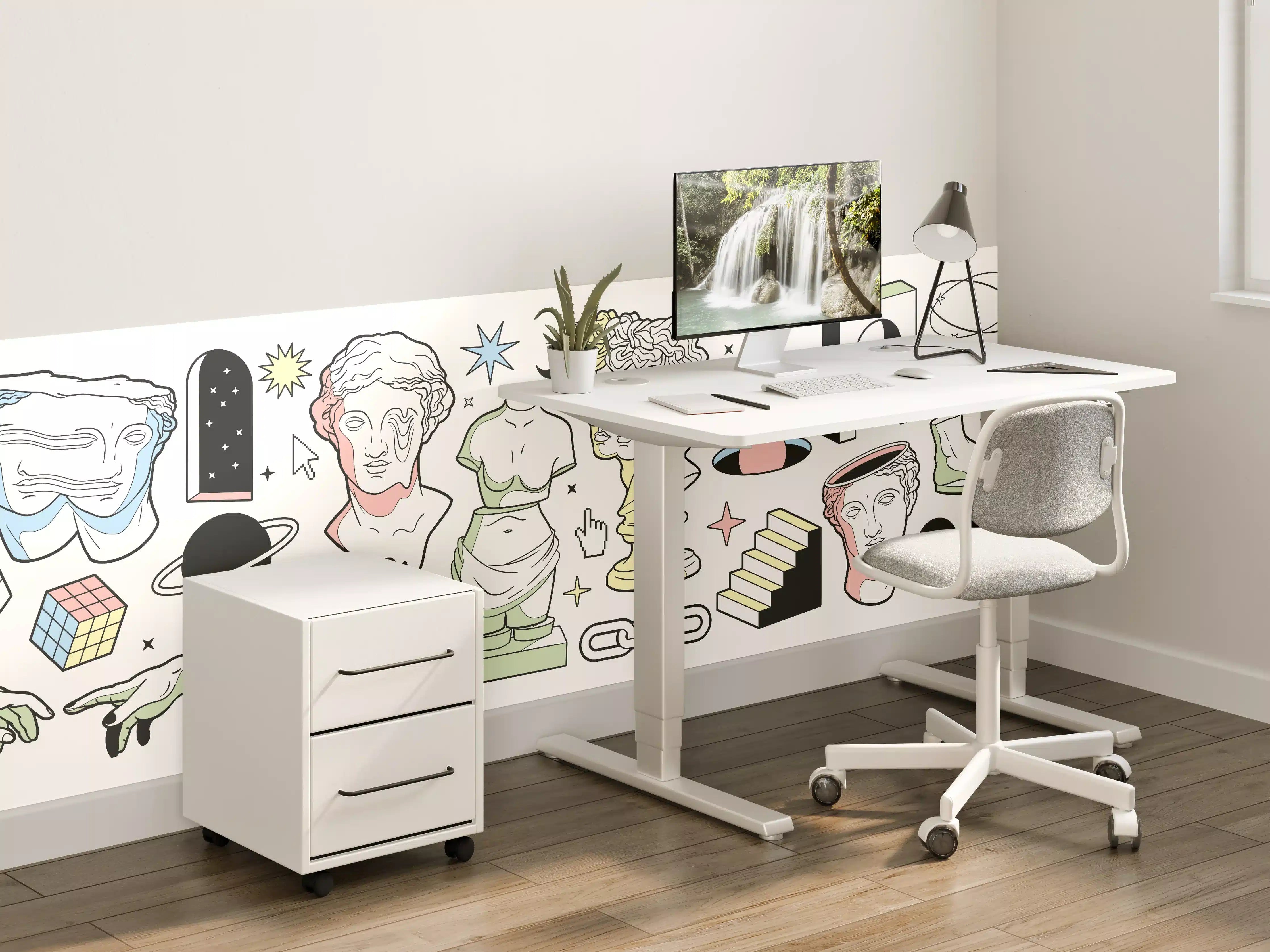 Kinderzimmer Wandgestaltung - Antike Säulen und Skulpturen mit kosmischen Elementen