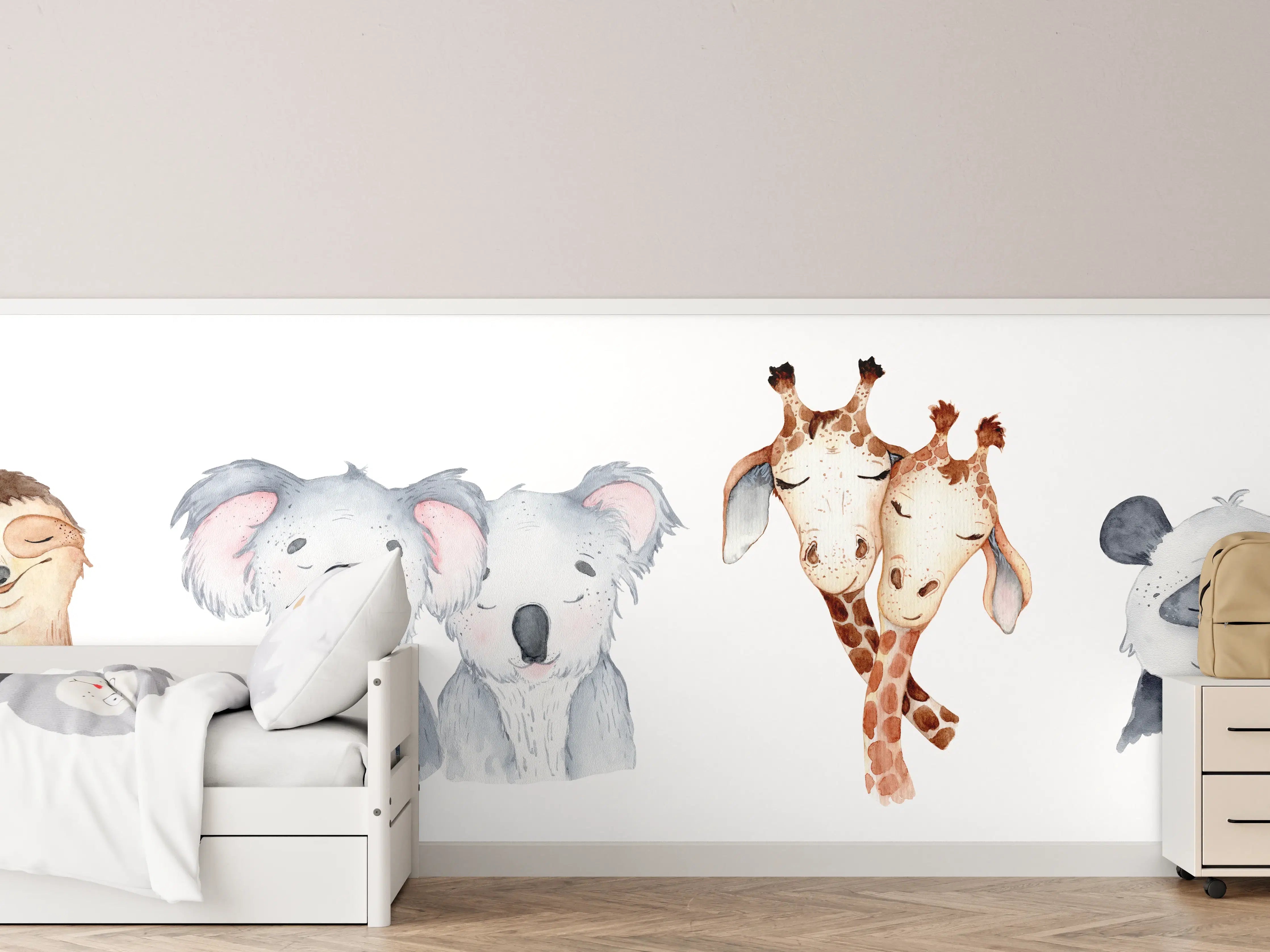 Kinderzimmer Wandgestaltung - Aquarell Tiercharaktere Set