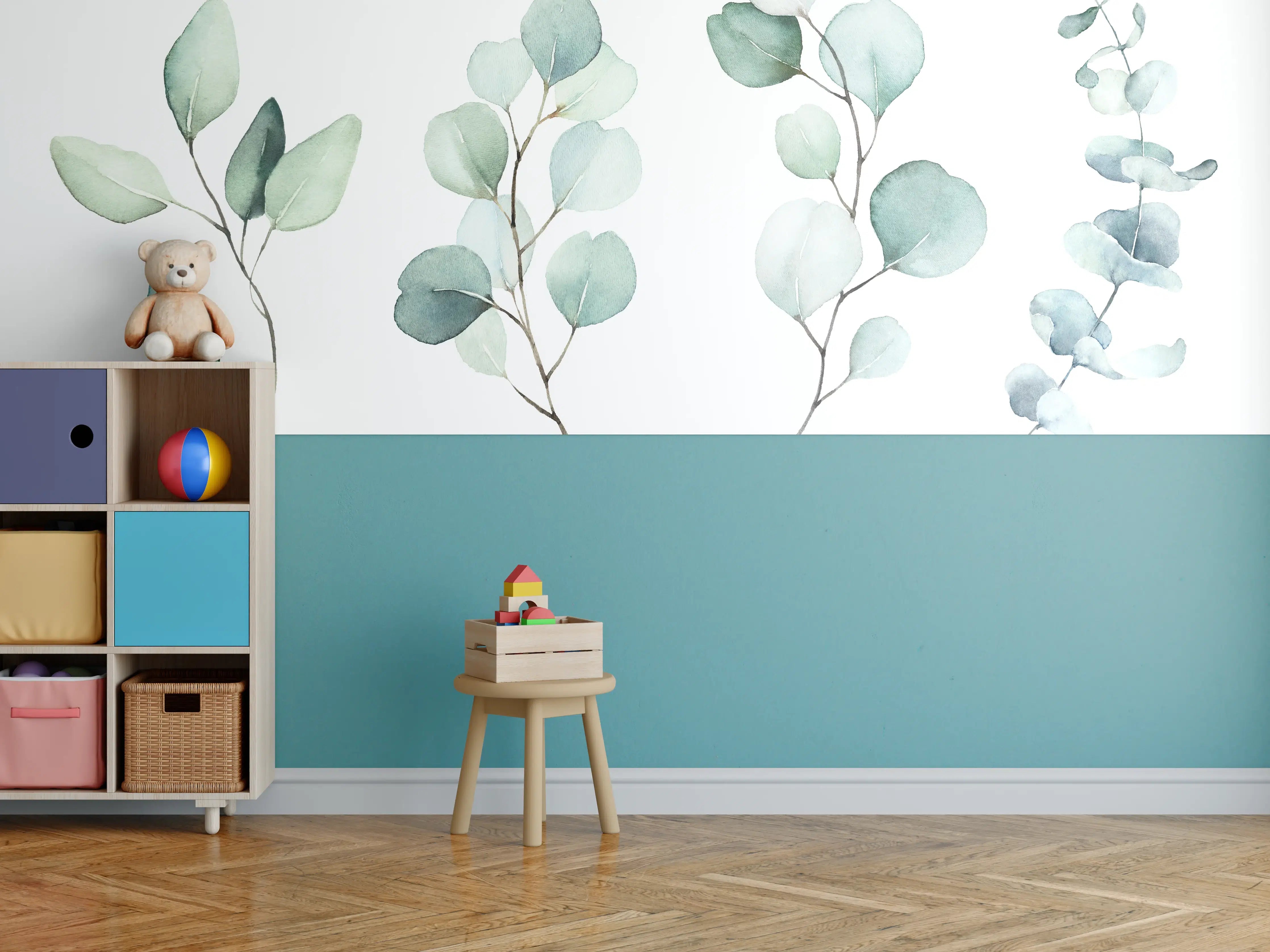 Kinderzimmer Wandgestaltung - Aquarell von verschiedenen Ästen