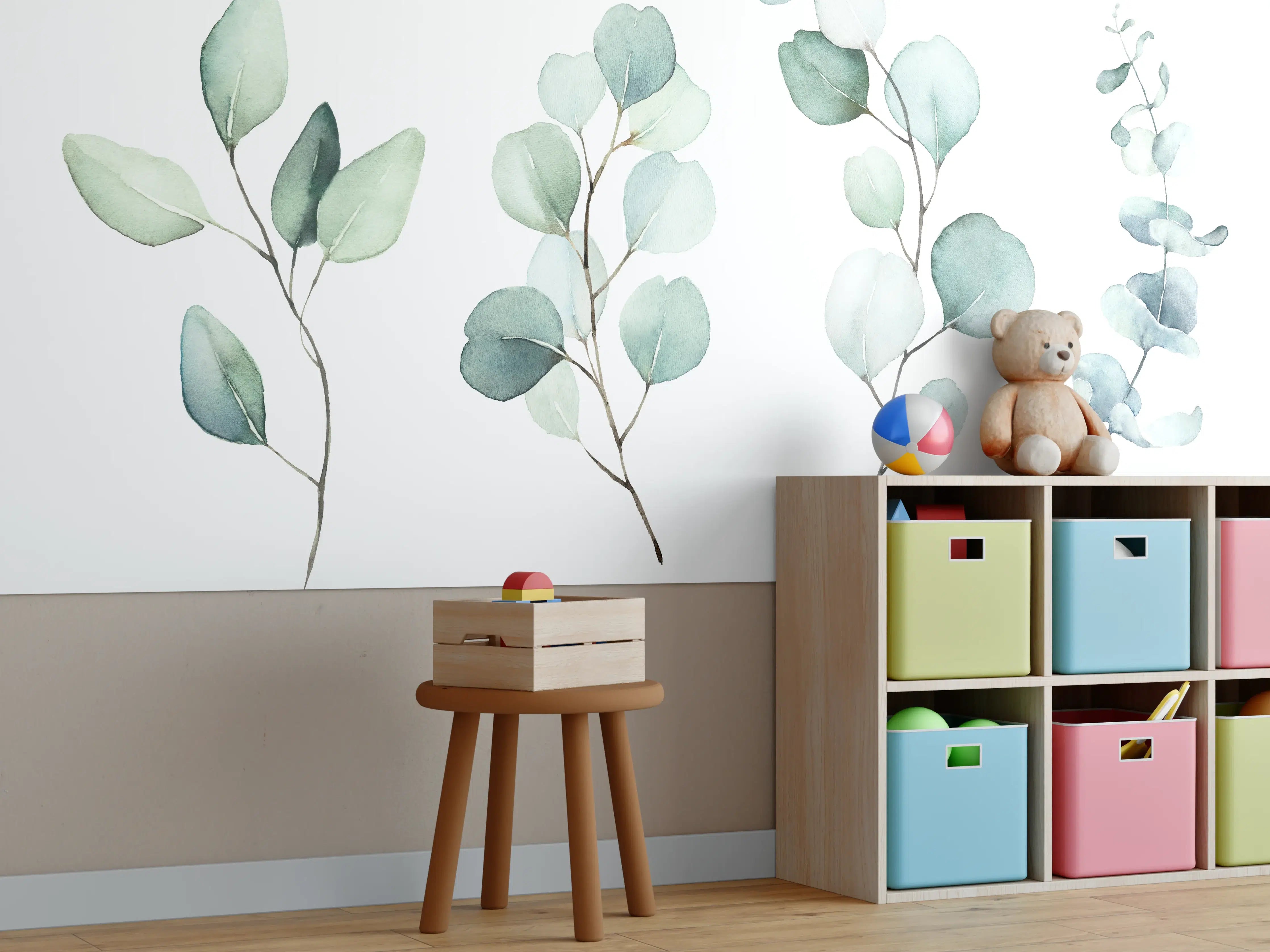 Kinderzimmer Wandgestaltung - Aquarell von verschiedenen Ästen