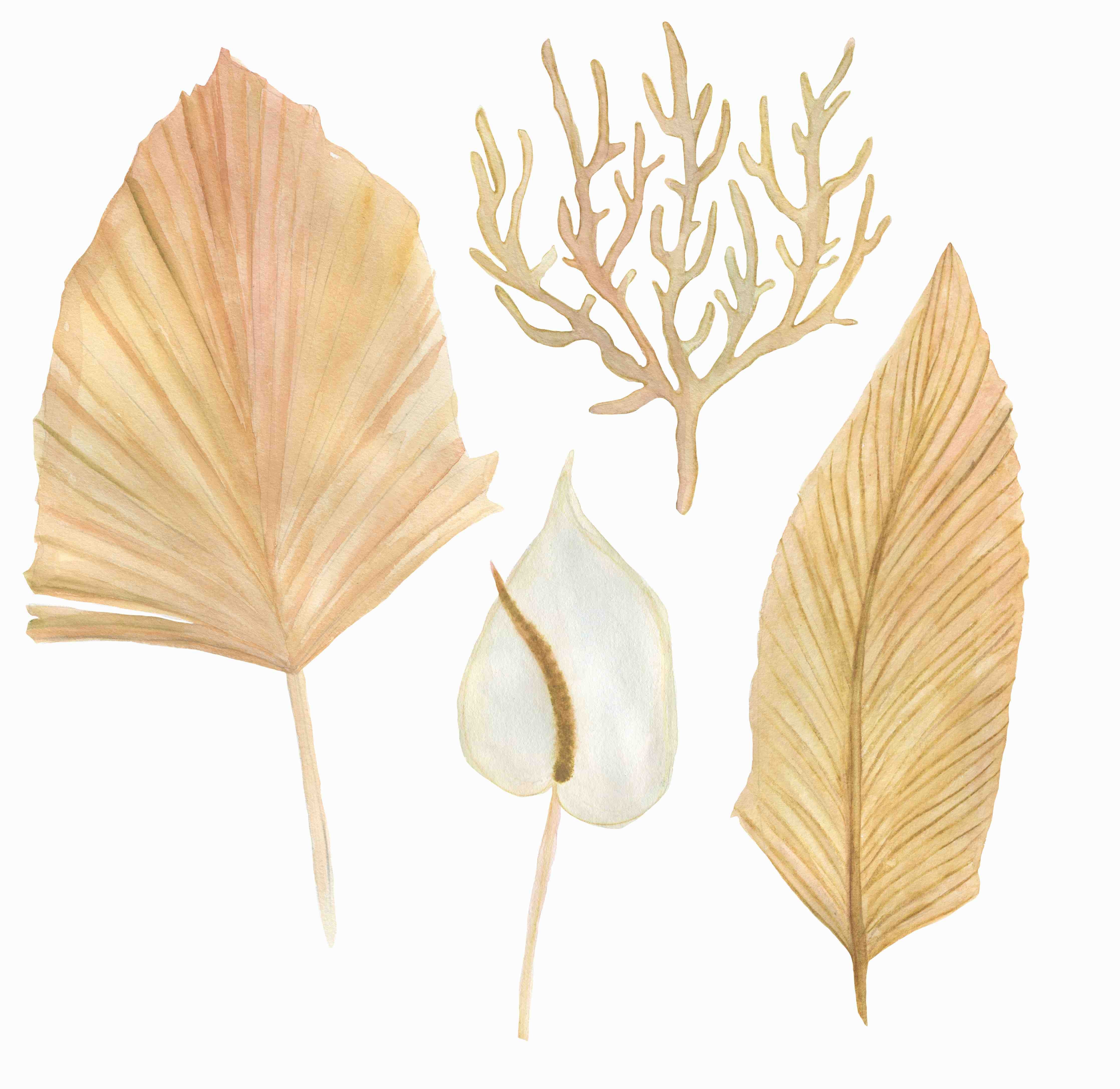 Kinderzimmer Wandgestaltung-Aquarellmalerei - Verschiedene natürliche Blätter