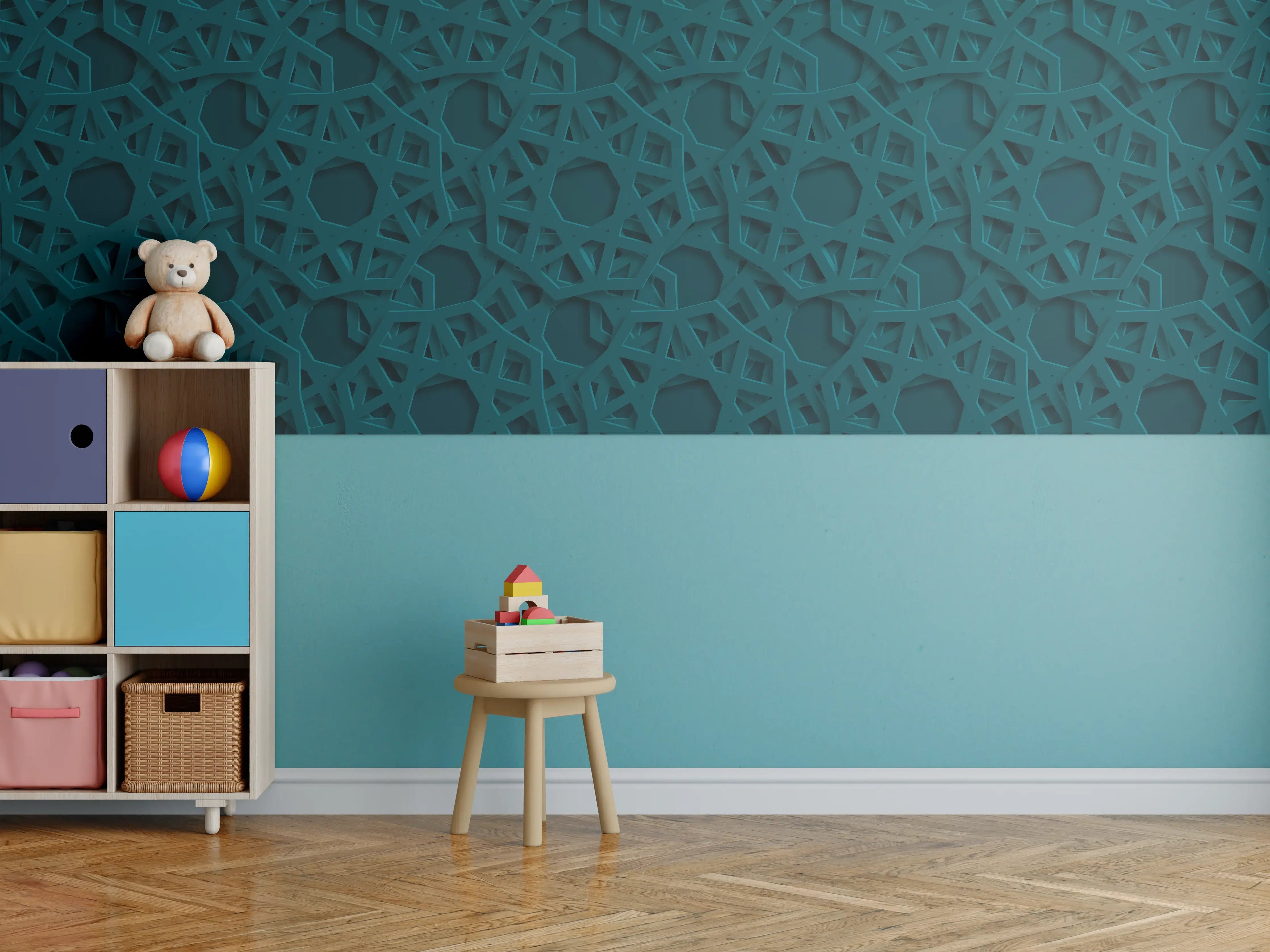 Kinderzimmer Wandgestaltung - Arabisches Muster Blau Dunkel