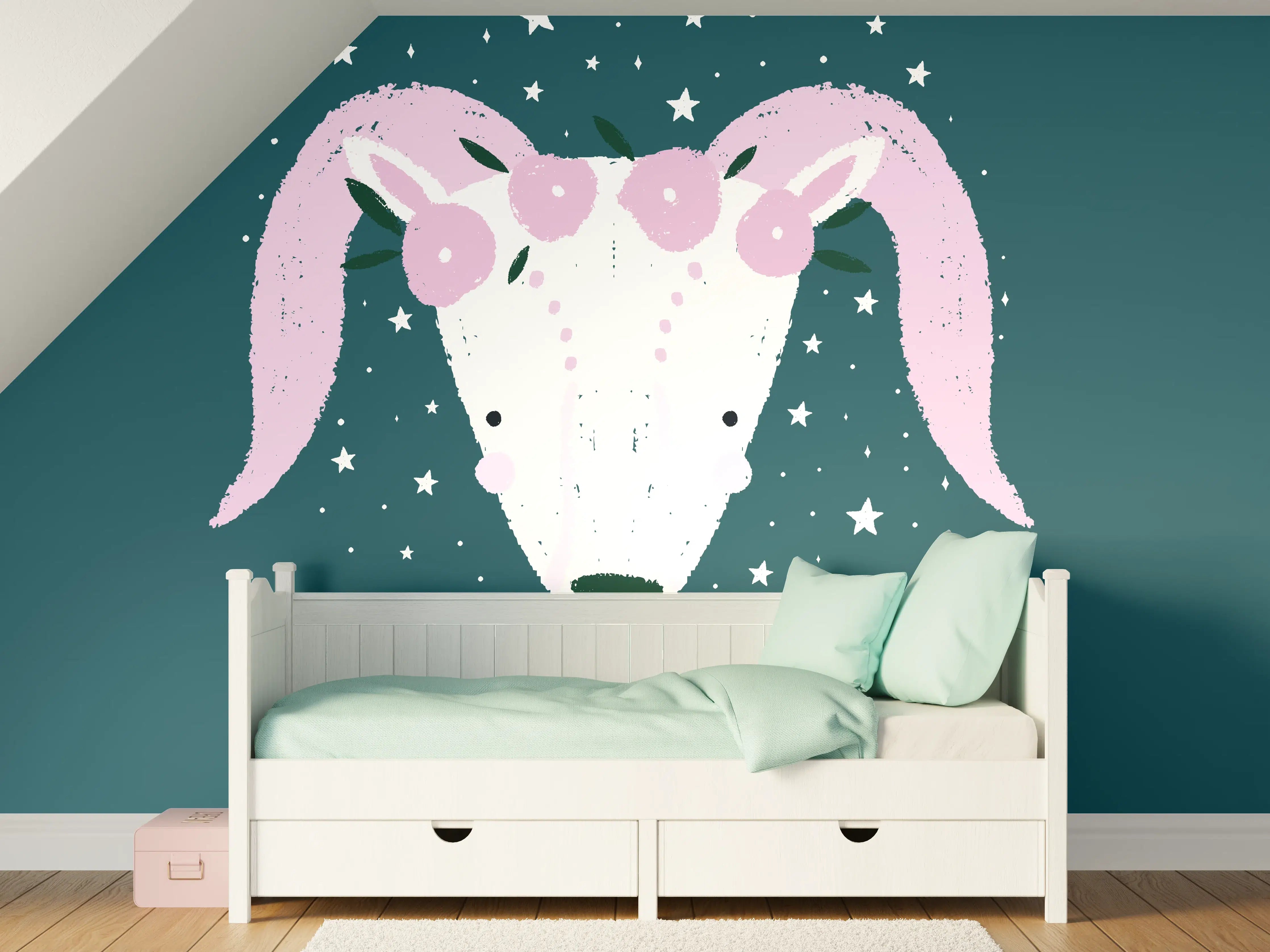 Kinderzimmer Wandgestaltung - Aries Sternbild Teal Poster