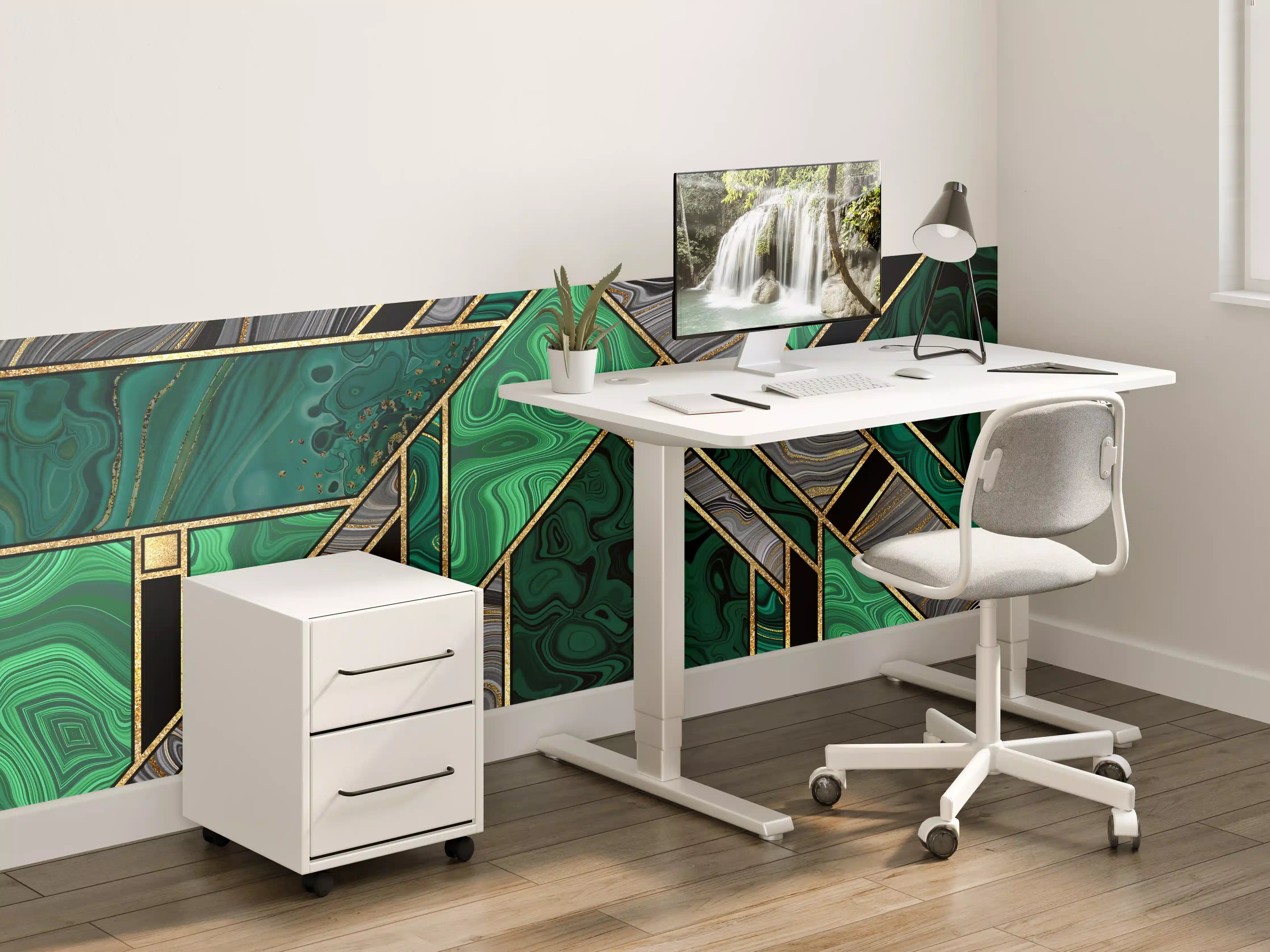 Kinderzimmer Wandgestaltung - Art Deco Malachit Gold-Mosaik