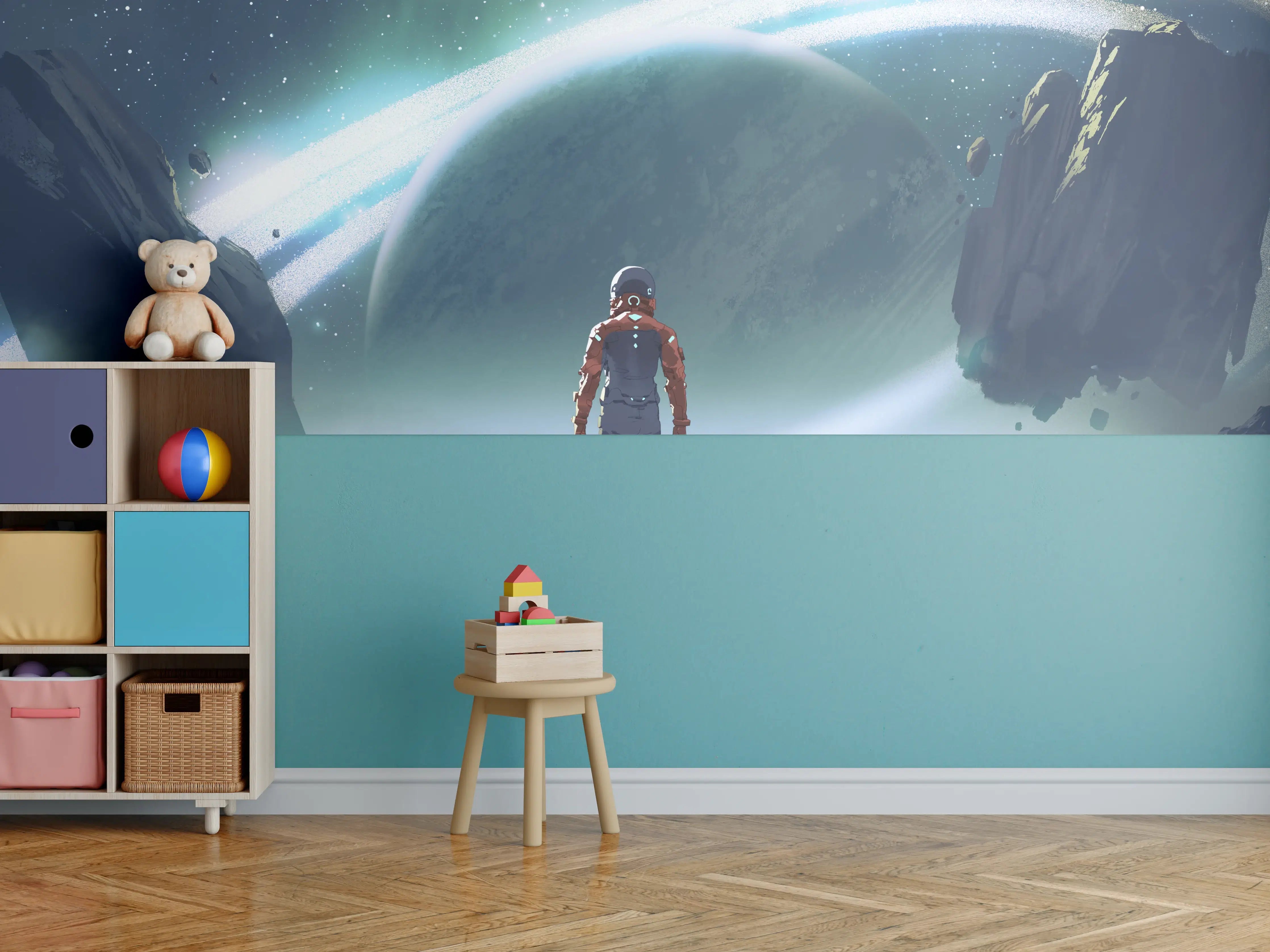 Kinderzimmer Wandgestaltung - Astronaut Planeten-Erkundung