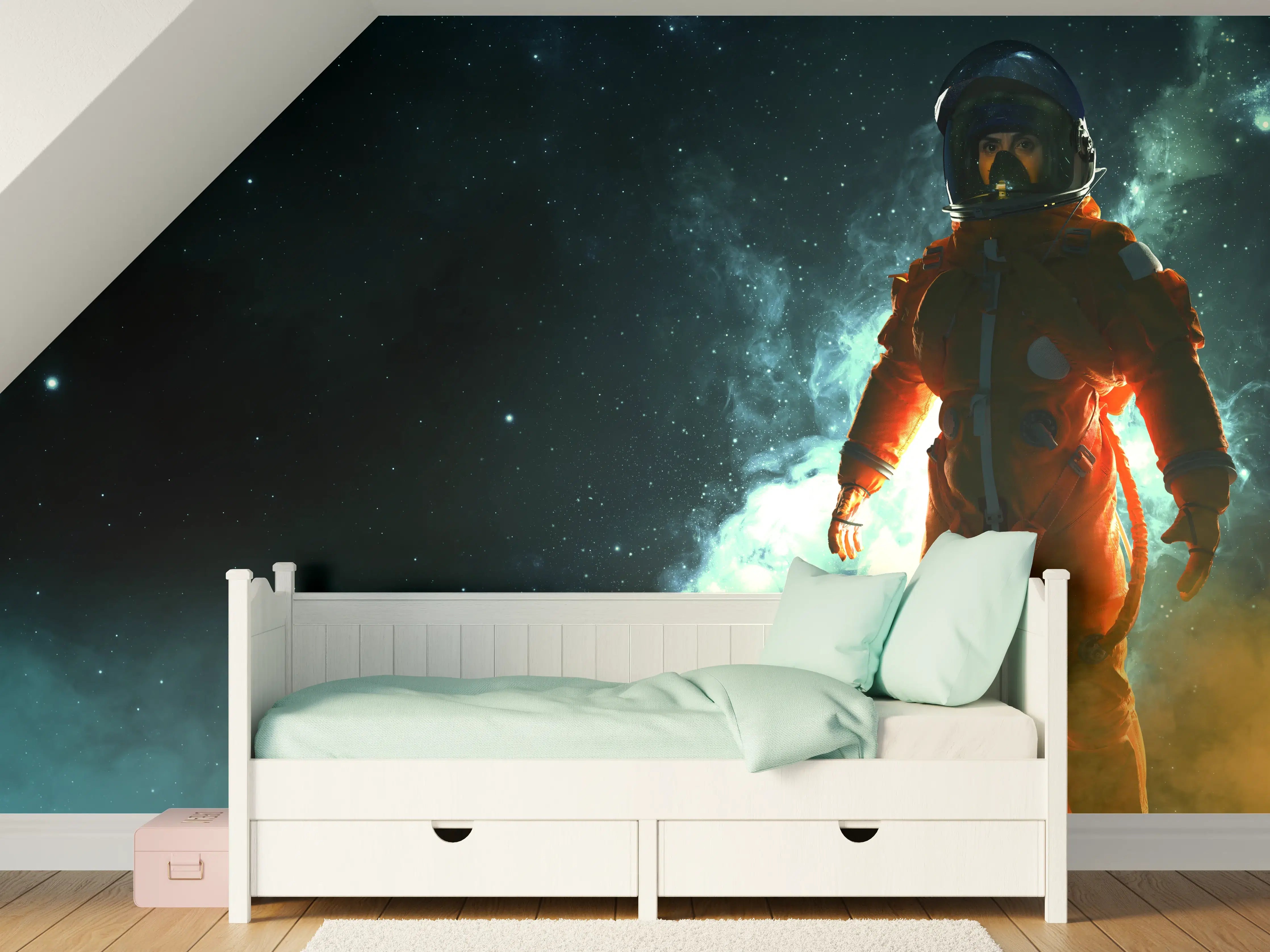 Kinderzimmer Wandgestaltung - Astronaut im Weltraum