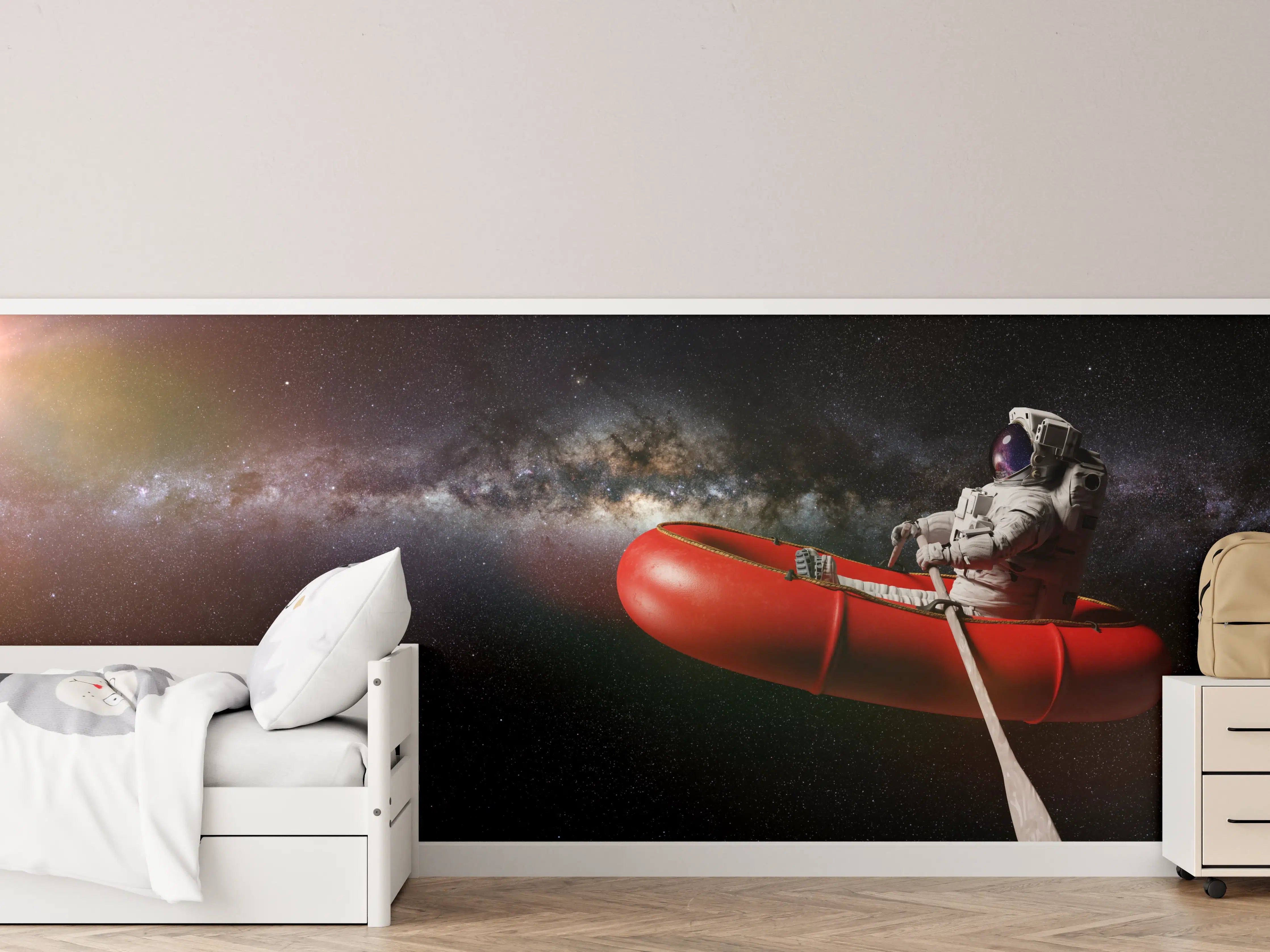 Kinderzimmer Wandgestaltung - Astronaut in Space Schlauchboot