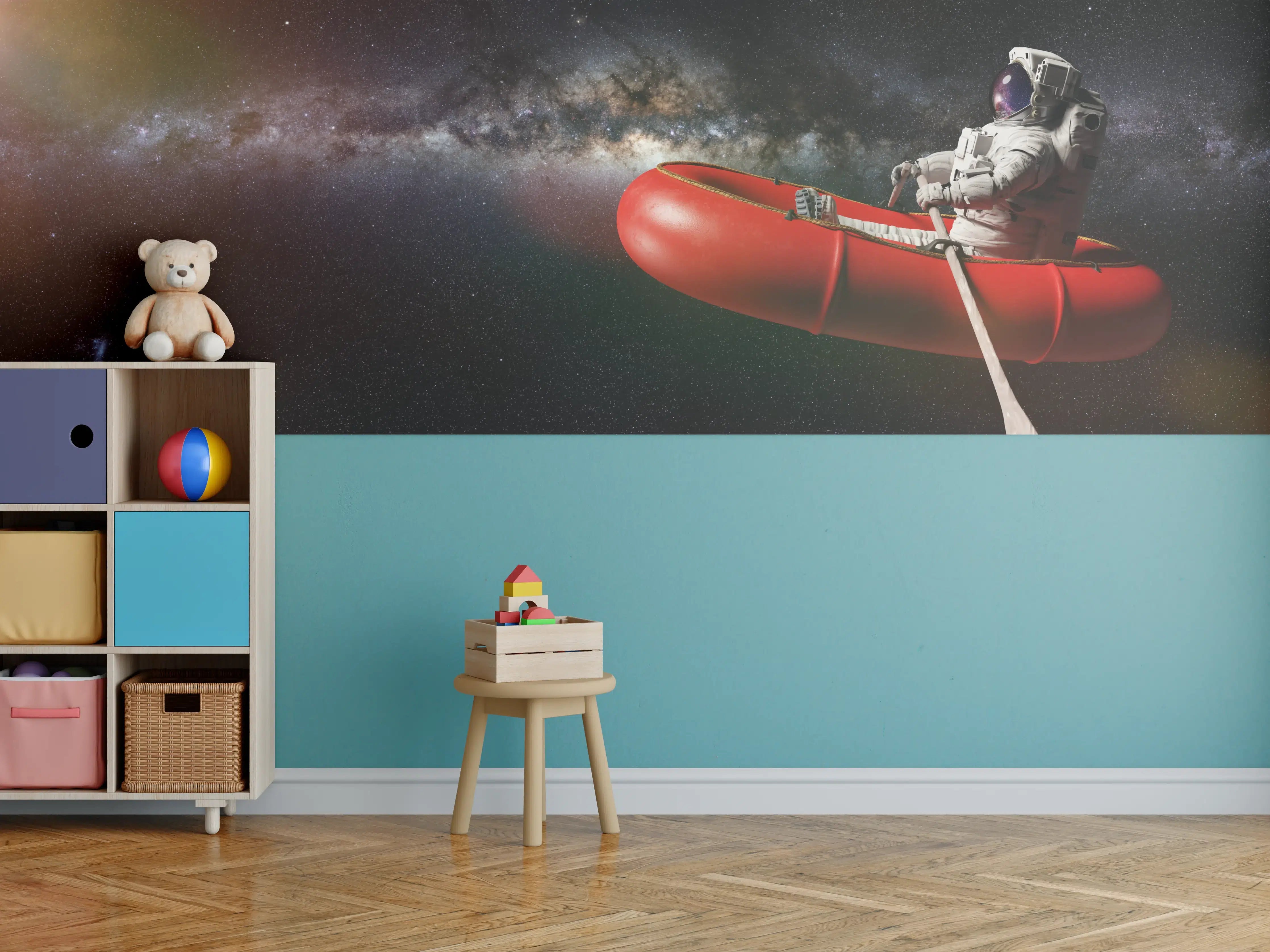 Kinderzimmer Wandgestaltung - Astronaut in Space Schlauchboot