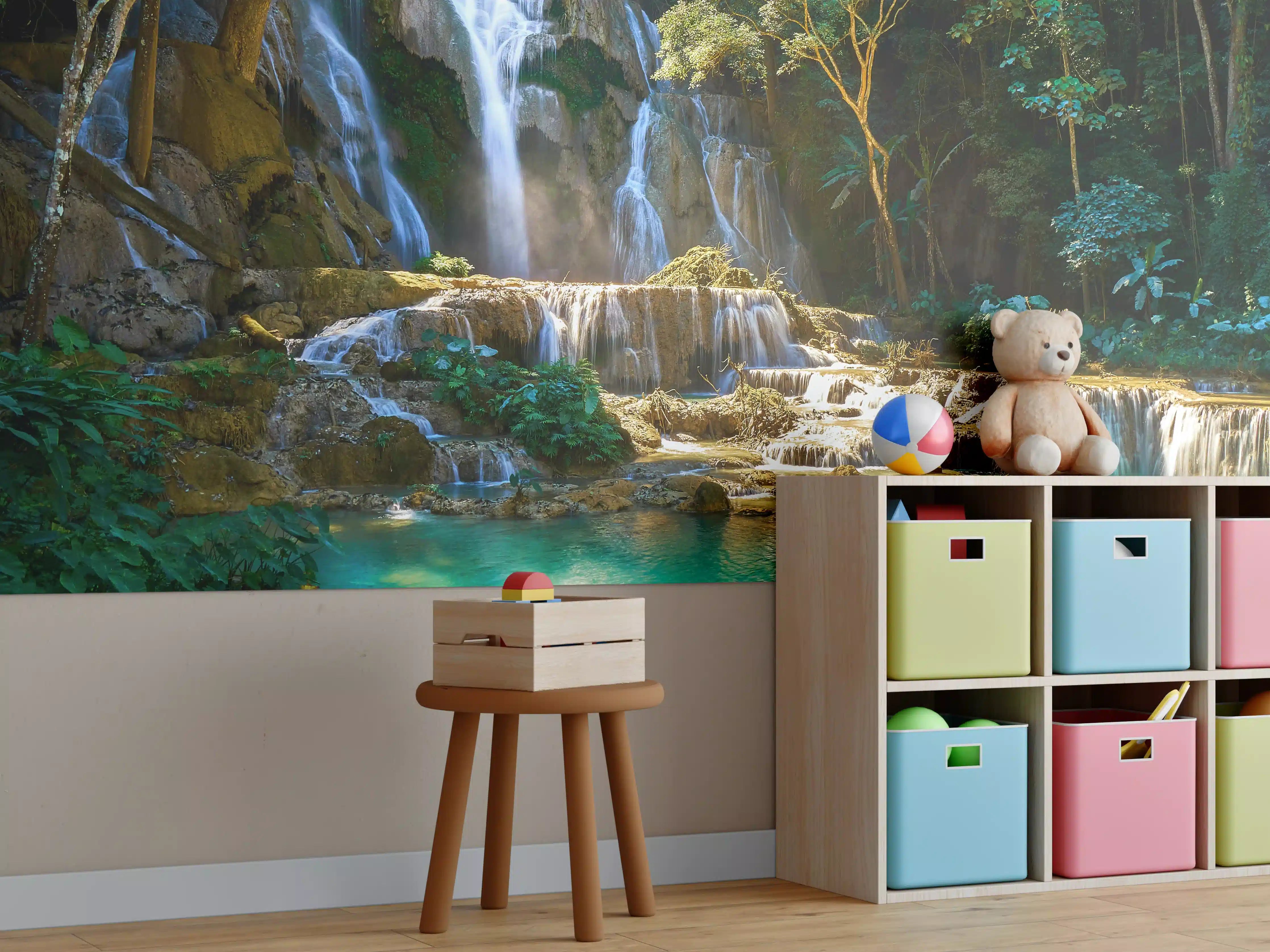 Kinderzimmer Wandgestaltung - Atemberaubender Wasserfall in Laos