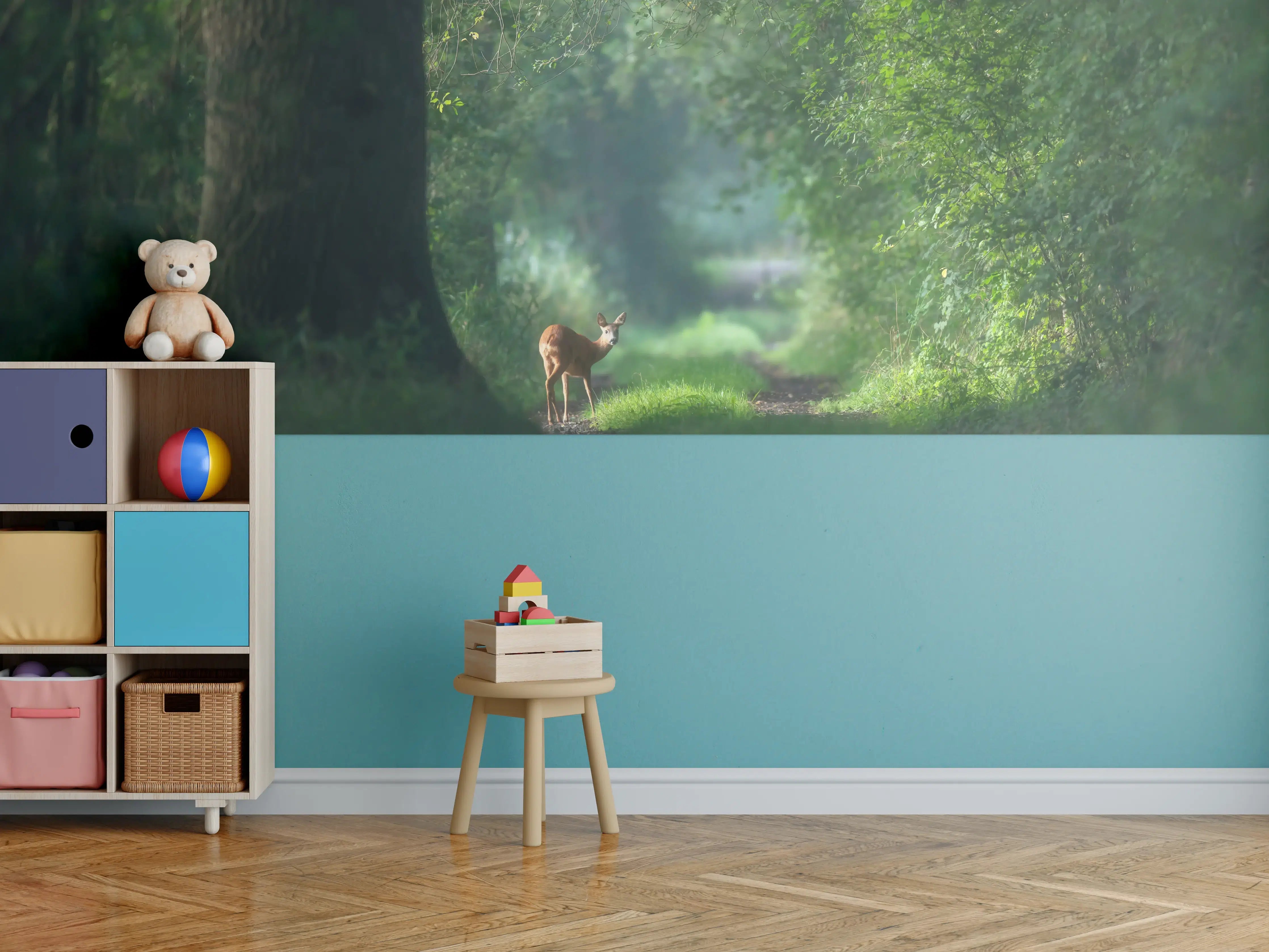 Kinderzimmer Wandgestaltung - Aufmerksames Rehwild im Wald