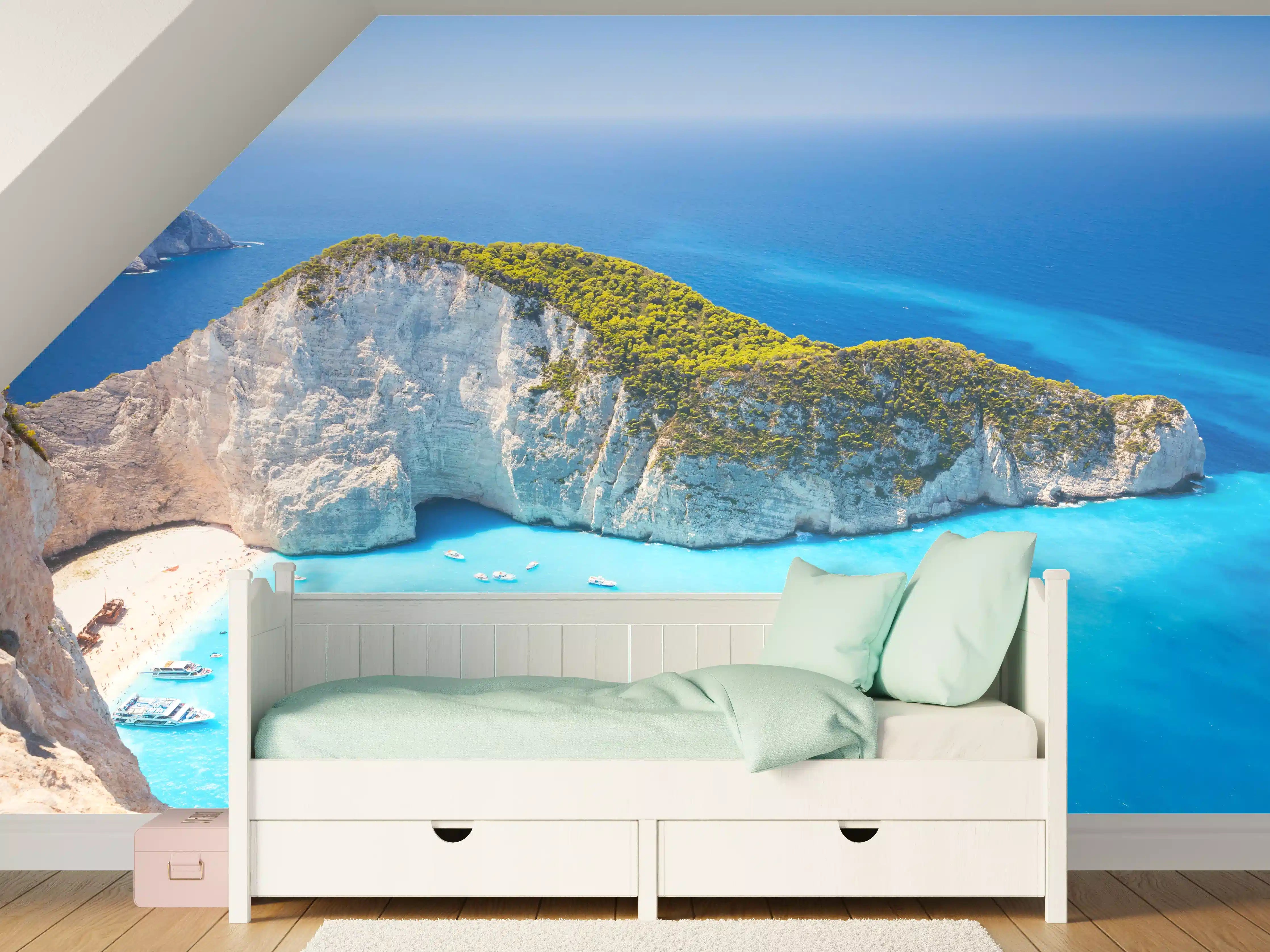 Kinderzimmer Wandgestaltung - Ausblick auf Zakynthos Bucht