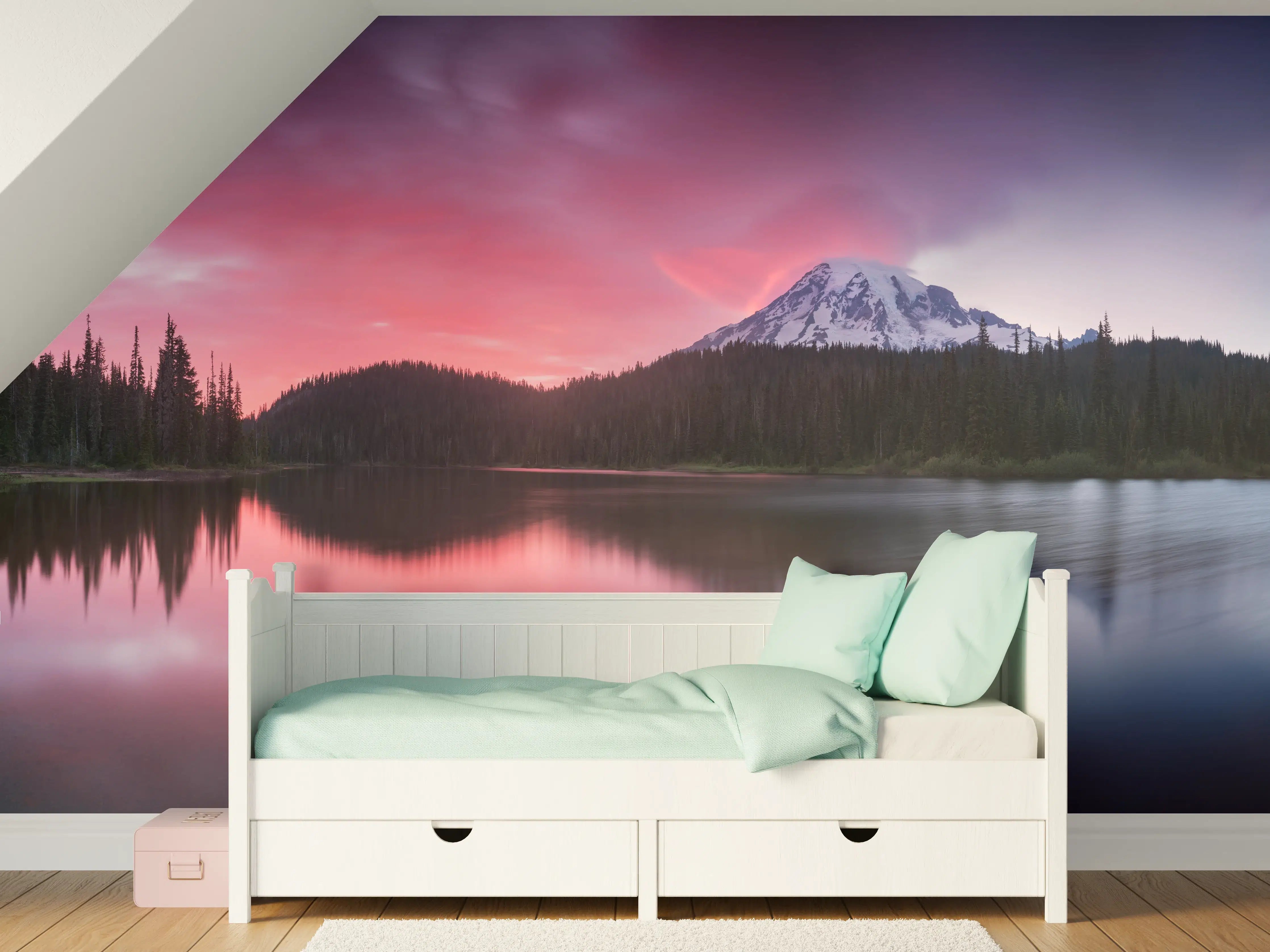 Kinderzimmer Wandgestaltung - Aussicht auf den Mount Rainier