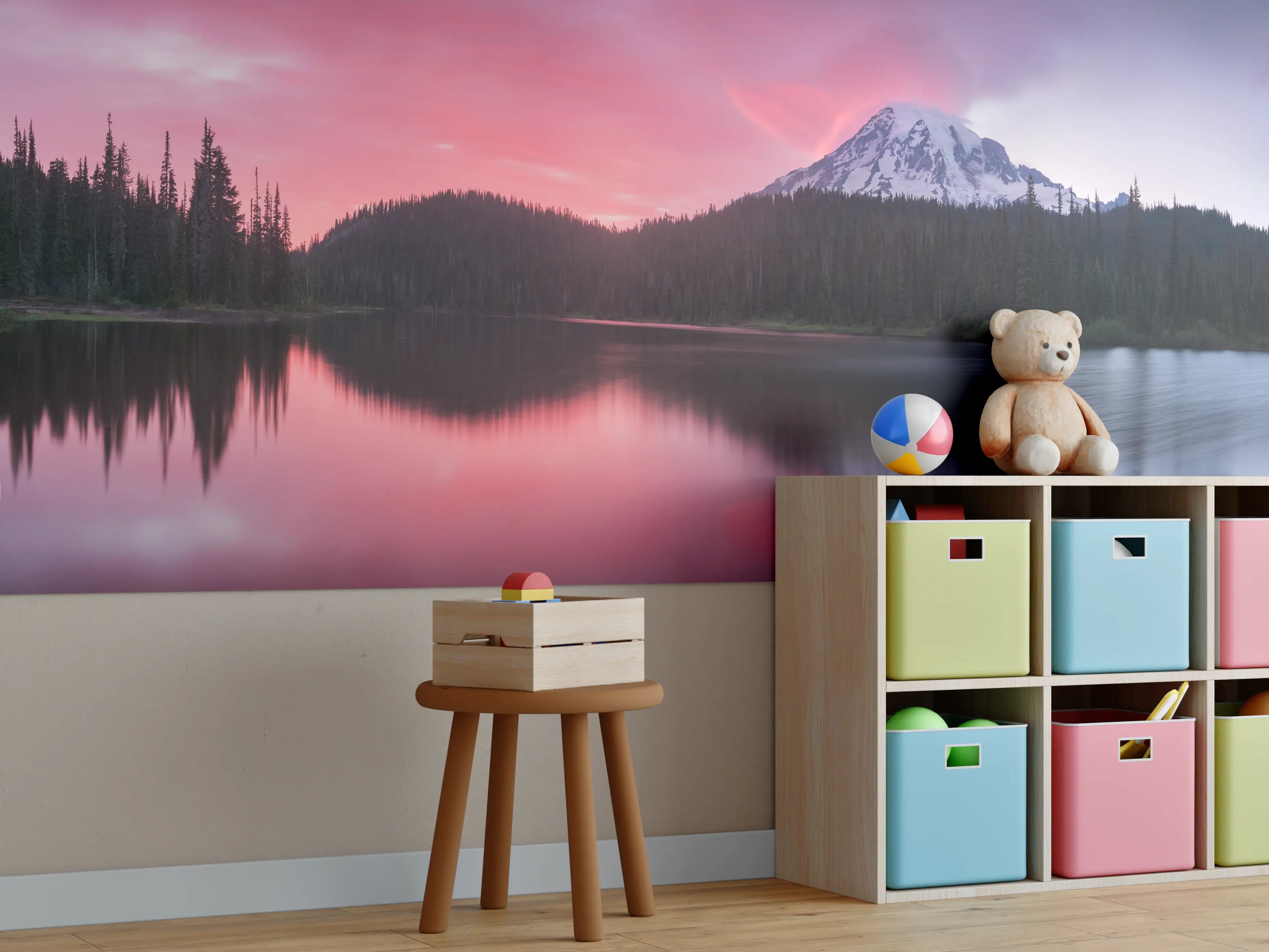 Kinderzimmer Wandgestaltung - Aussicht auf den Mount Rainier