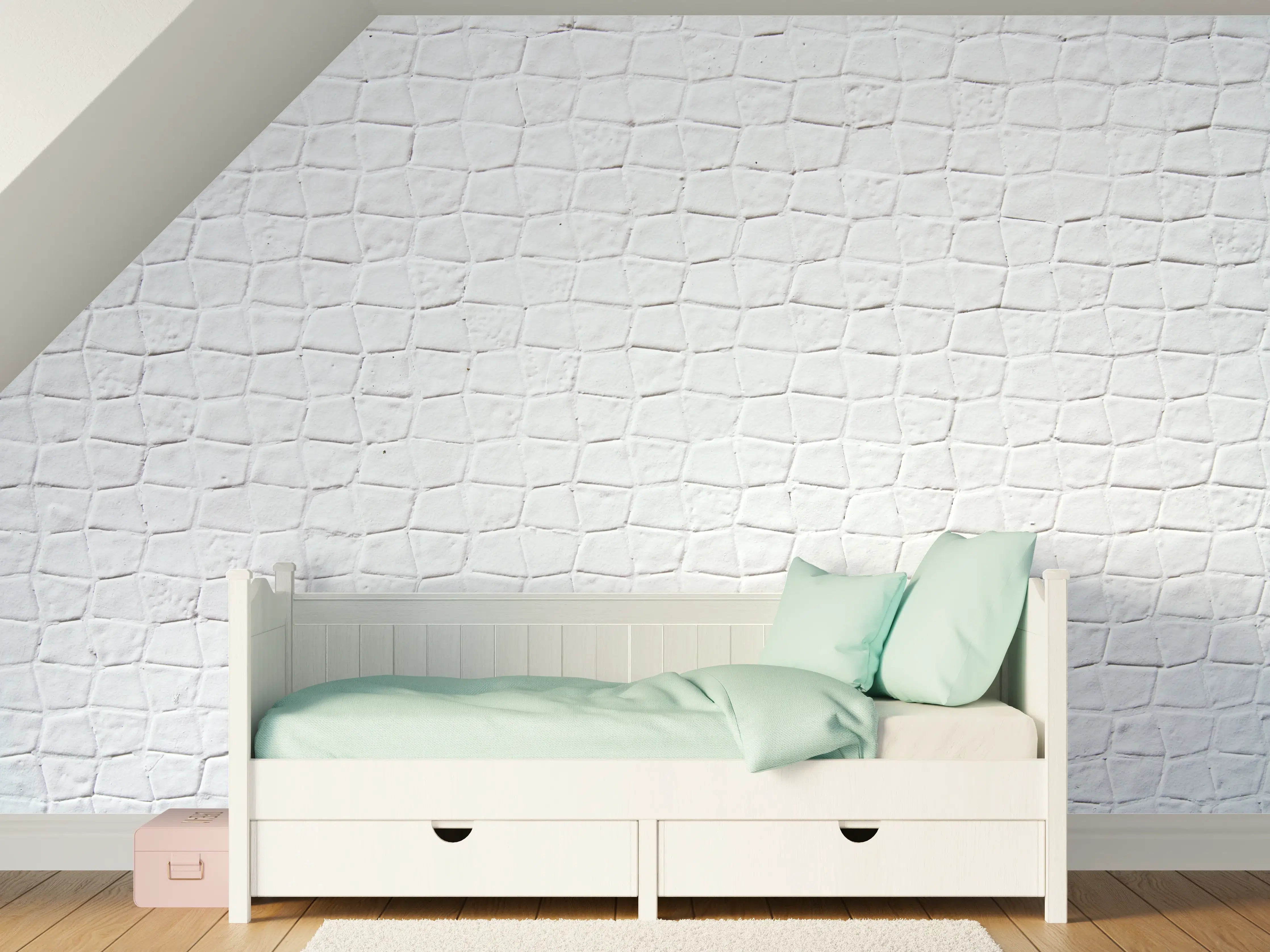 Kinderzimmer Wandgestaltung - Backsteinmauertextur mit rissigen Fliesen