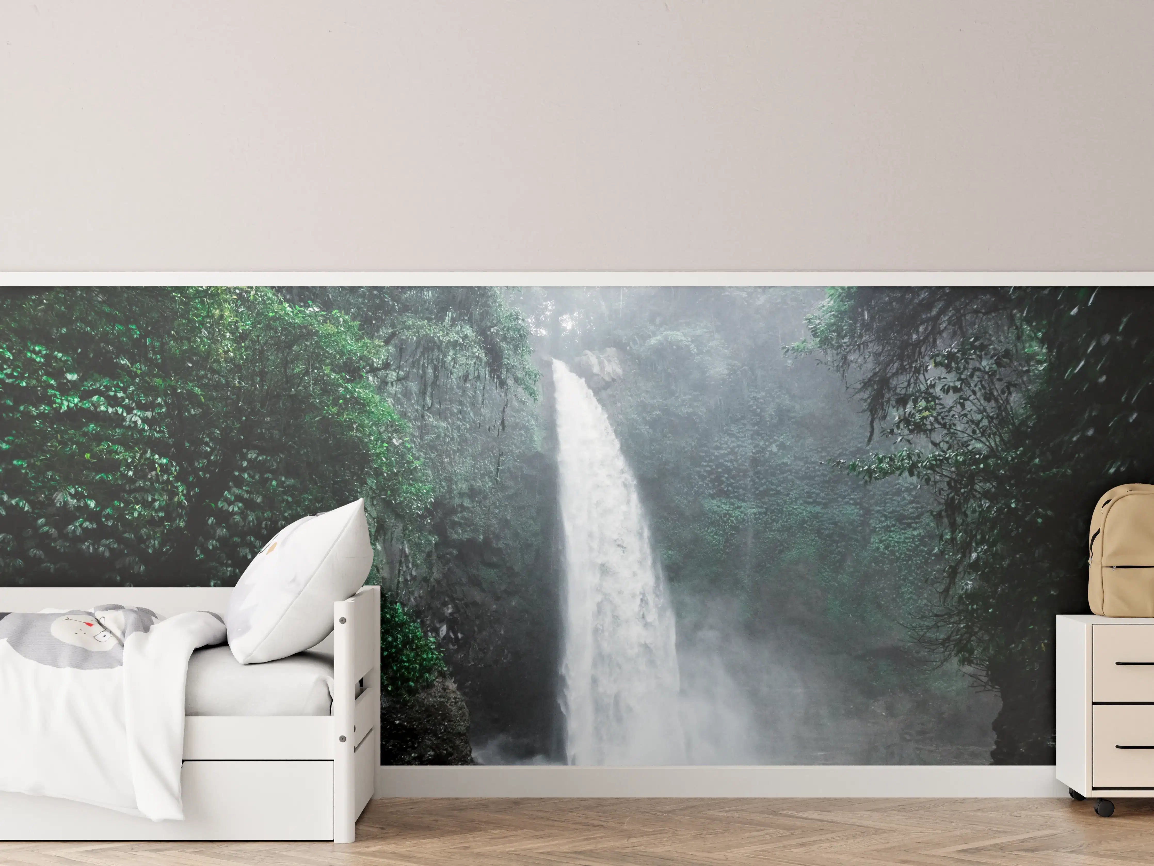 Kinderzimmer Wandgestaltung - Bali-Wasserfall im tiefen Dschungel