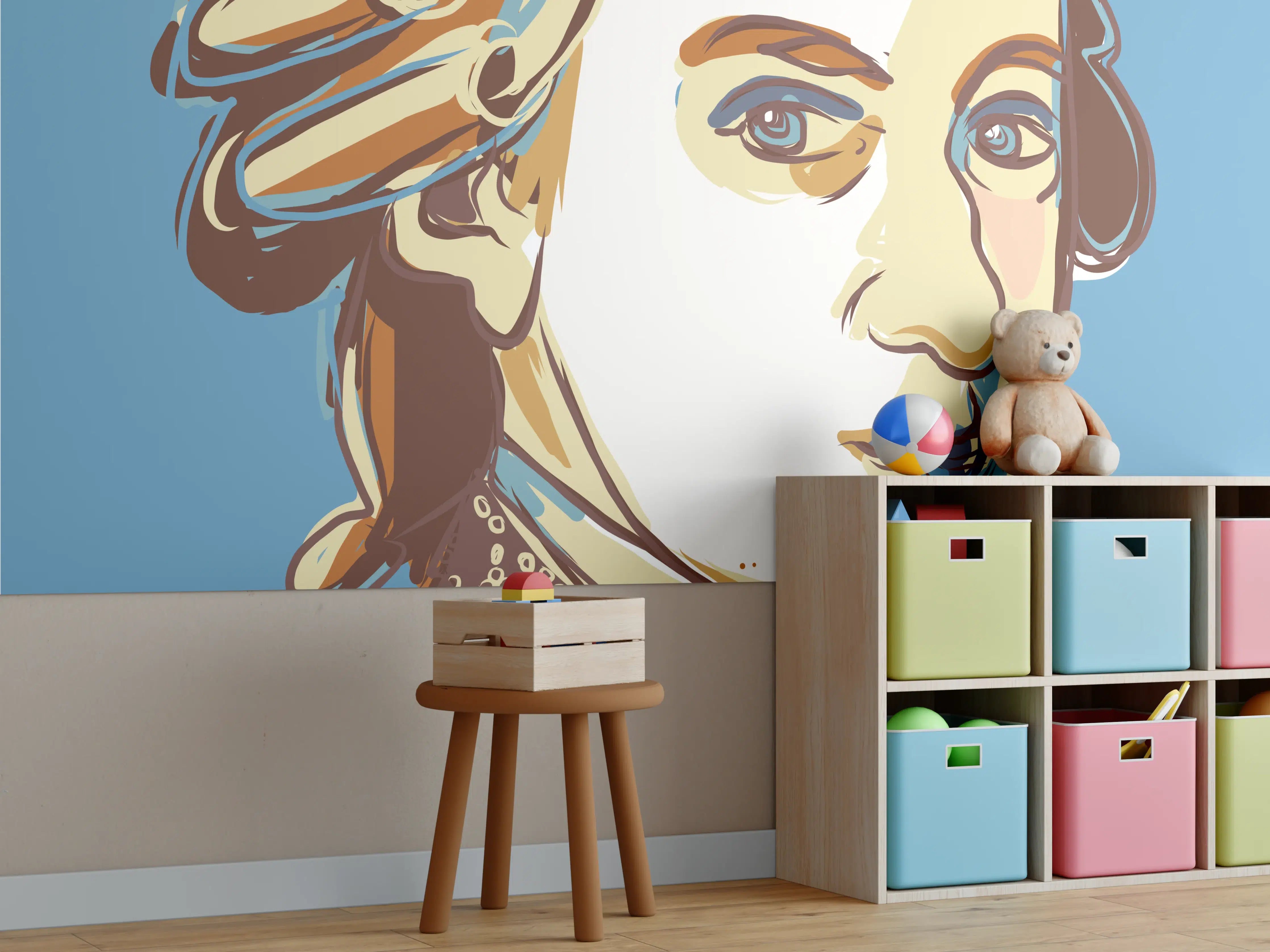 Kinderzimmer Wandgestaltung - Barockporträt in warmen Tönen