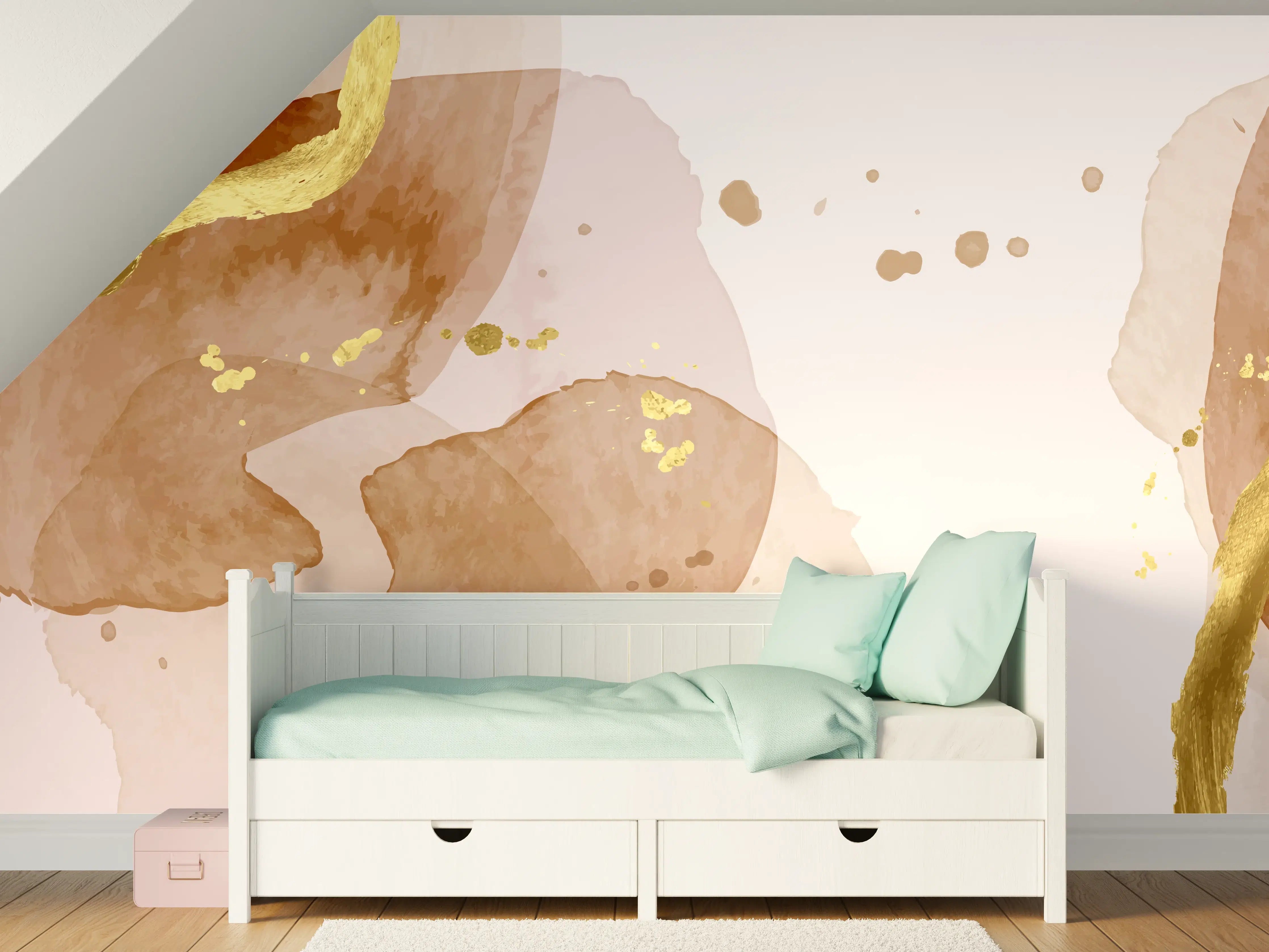 Kinderzimmer Wandgestaltung - Beige Aquarell Kunst